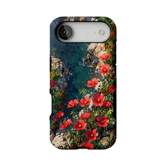 Nature Wild Red Flower Cliff Creek Oil Shockproof Anti-slip iPhone Case
