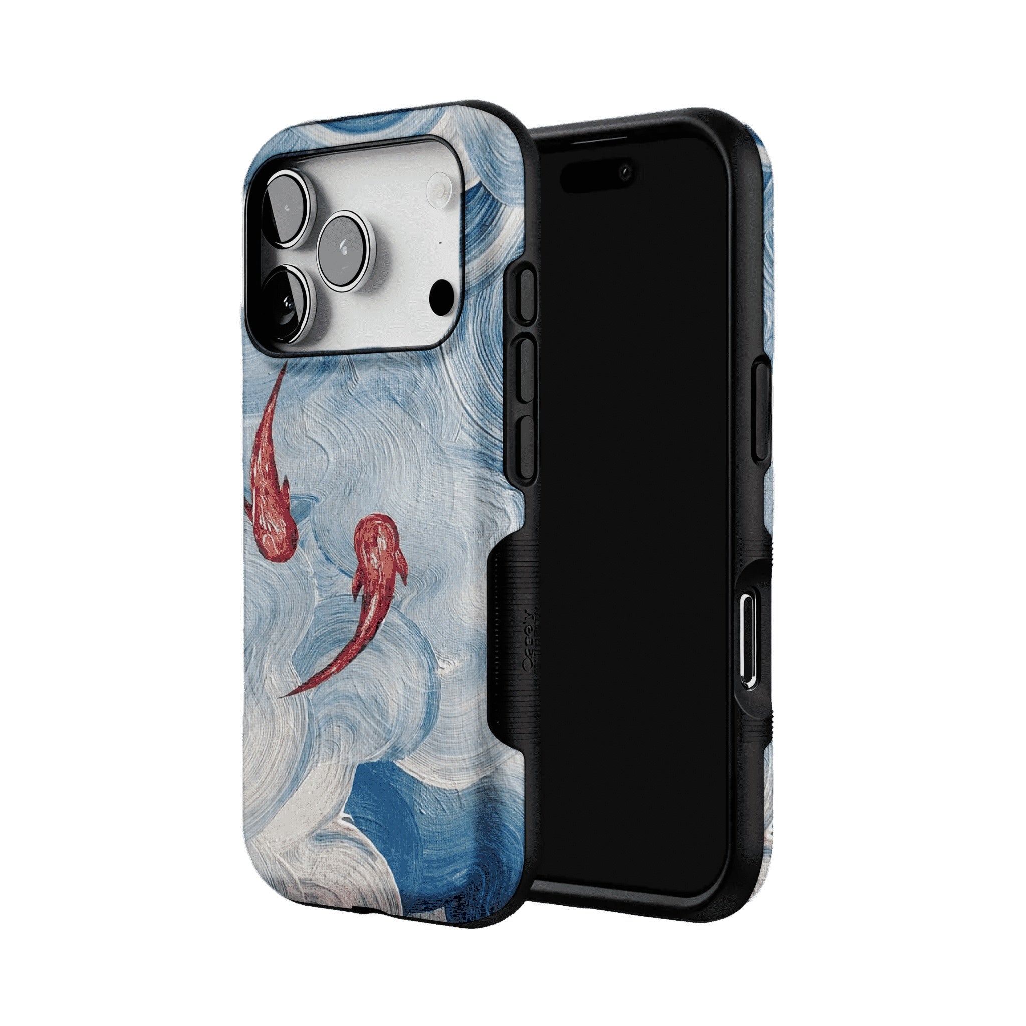 Vintage Lucky Koi Oil Painting Phone Case, Shockproof iPhone Cover