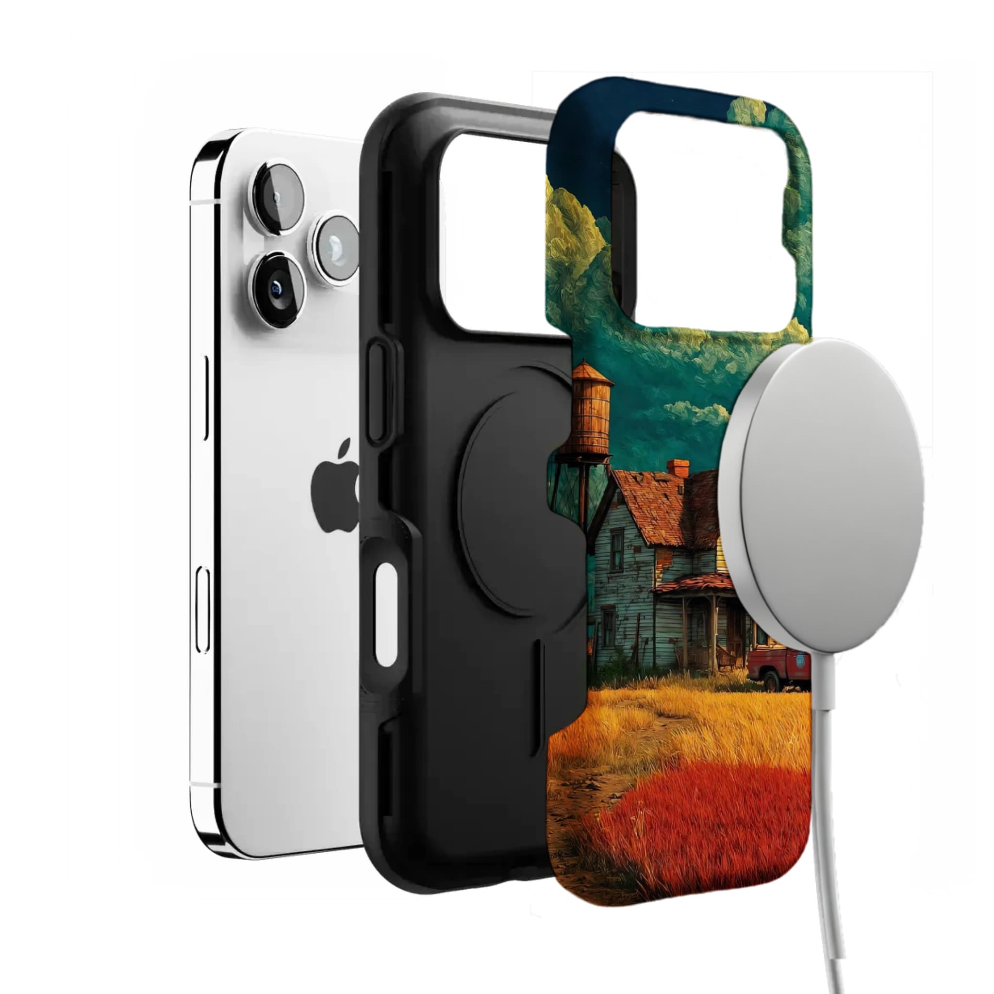 Van Gogh Brushstroke Teal Sky Vintage Country Cottage Art iPhone Cover