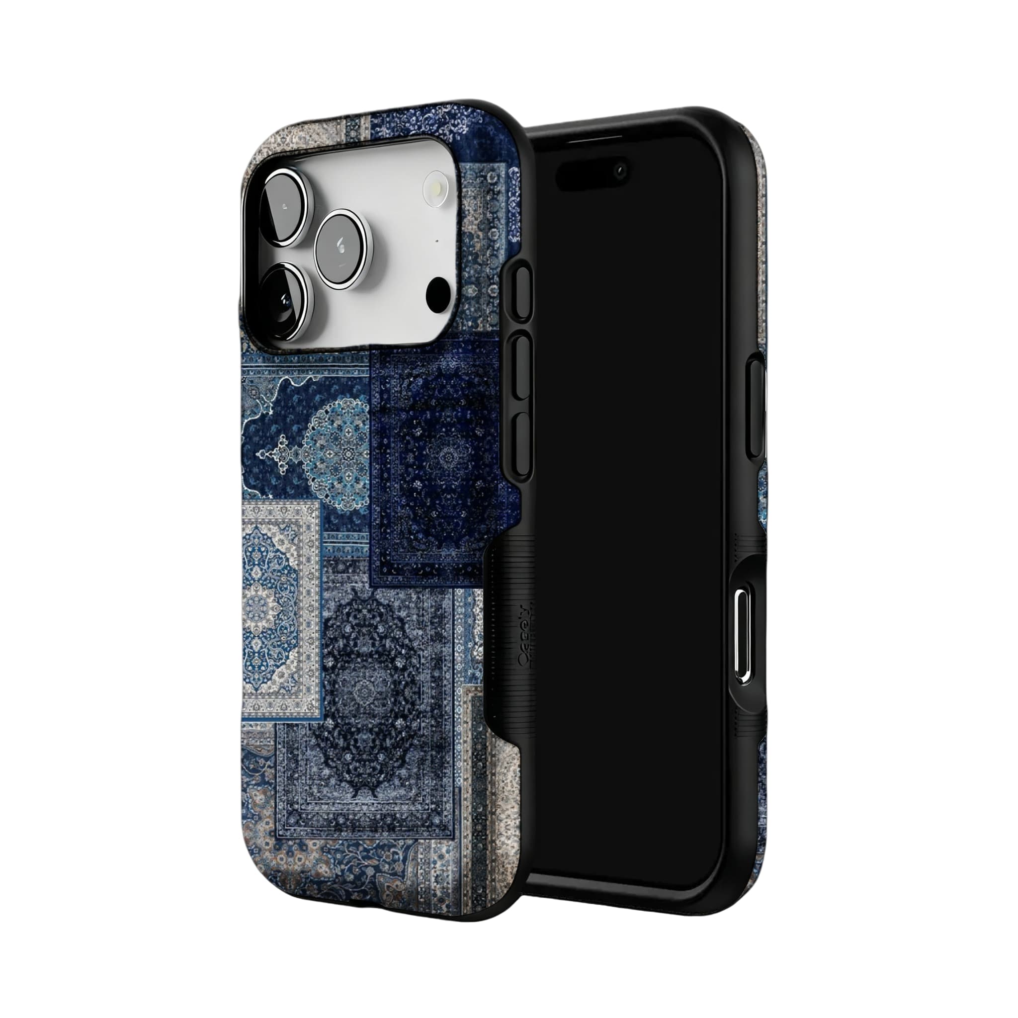 Blue Persian Rug Patchwork Phone Case, Vintage Cover for iPhone
