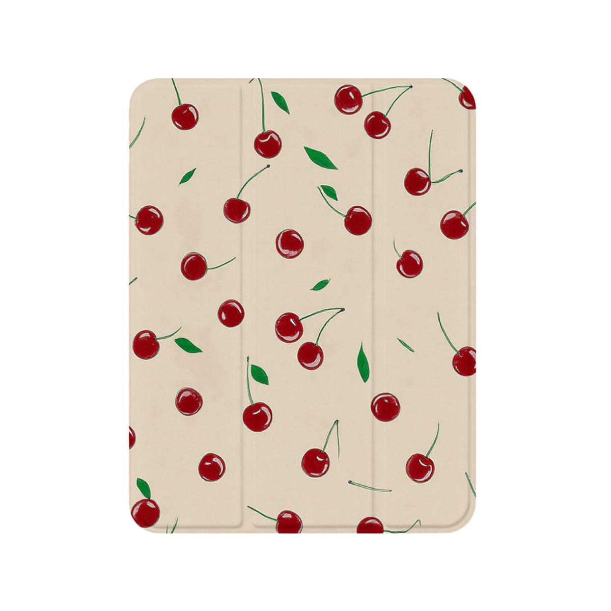 Cute Watercolor Cherry Leaf Anti-Scratch Magnetic Tri-Fold iPad Case