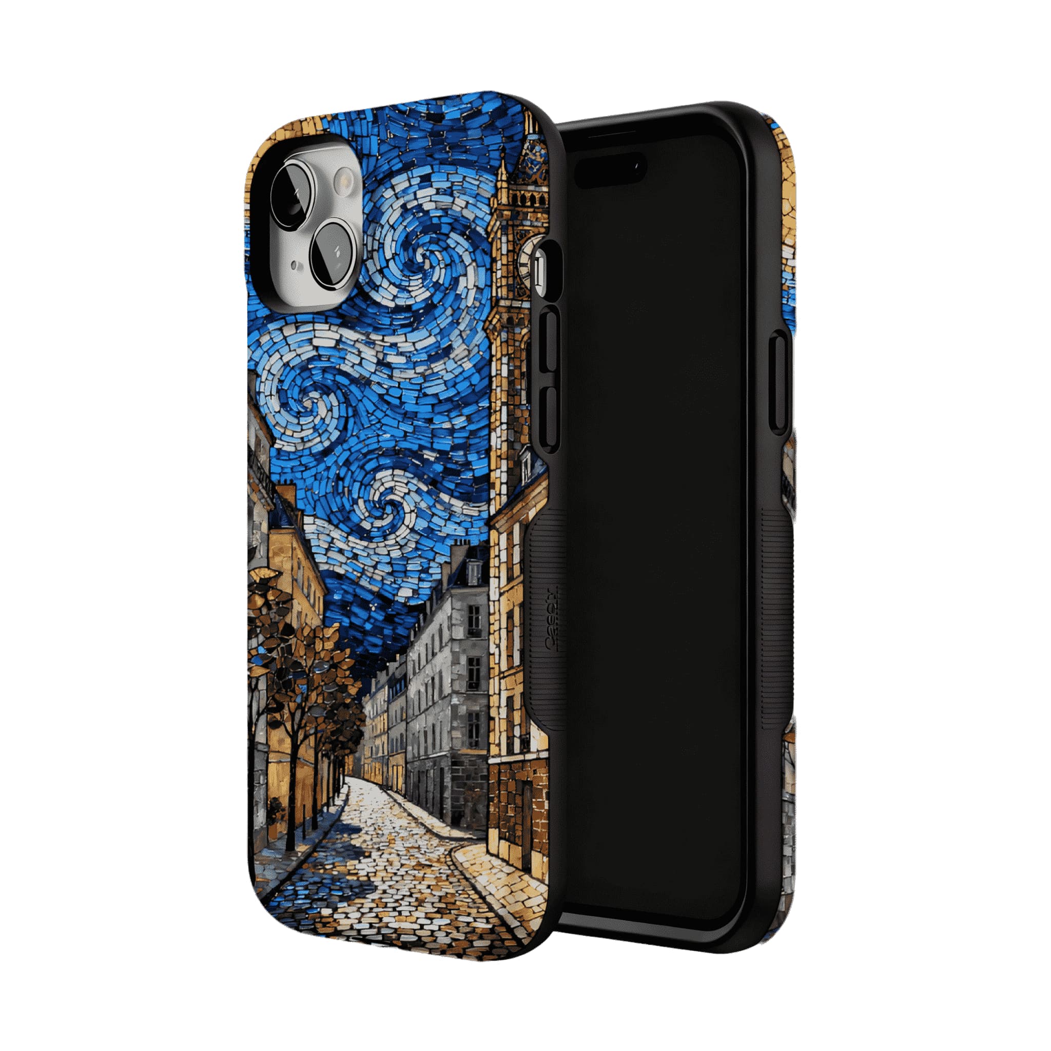 Vintage Paris Street Van Gogh Mosaic Phone Case, Shockproof iPhone Cover