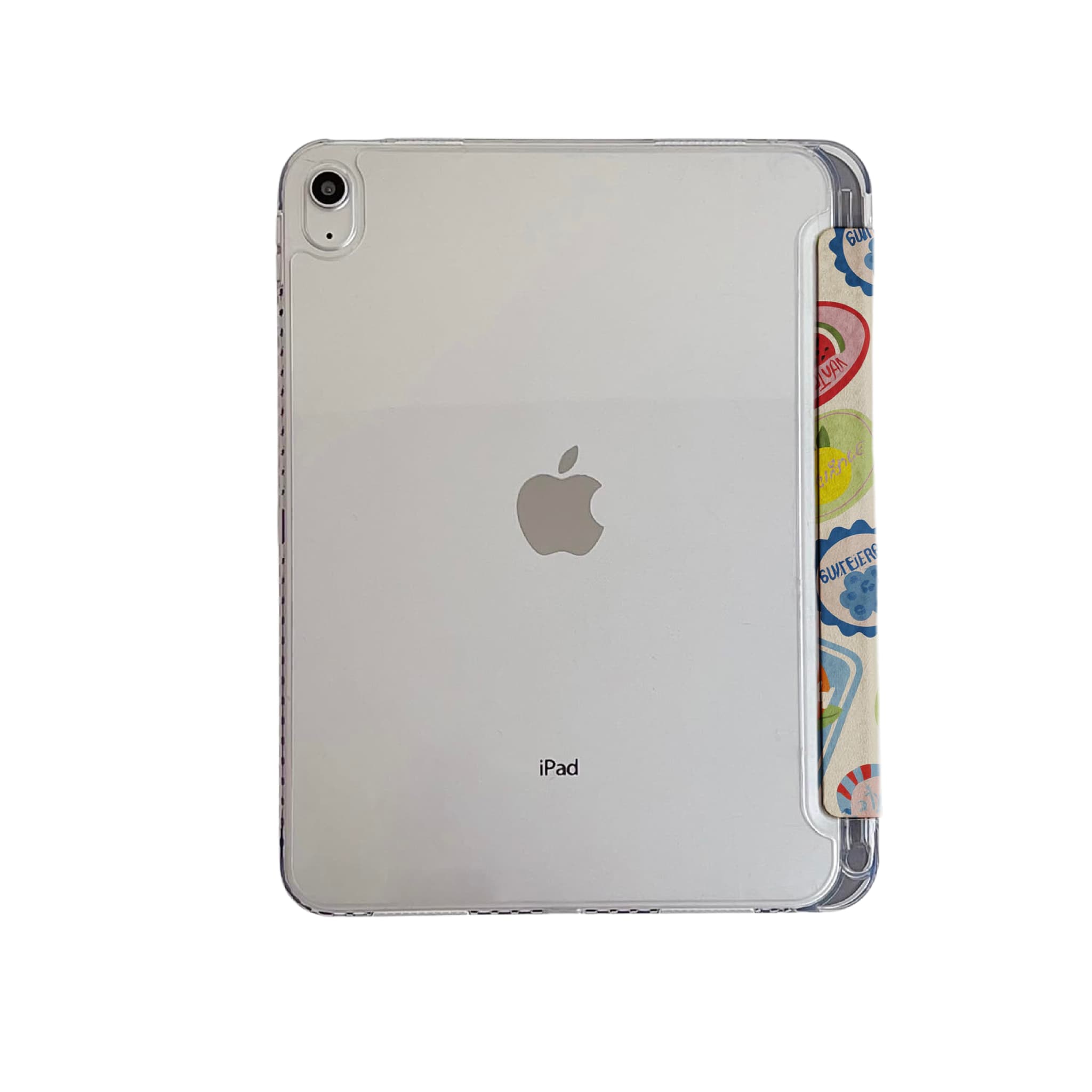 Cream Base Retro Multi Fruit Label Cute Cottage Minimal iPad Cover
