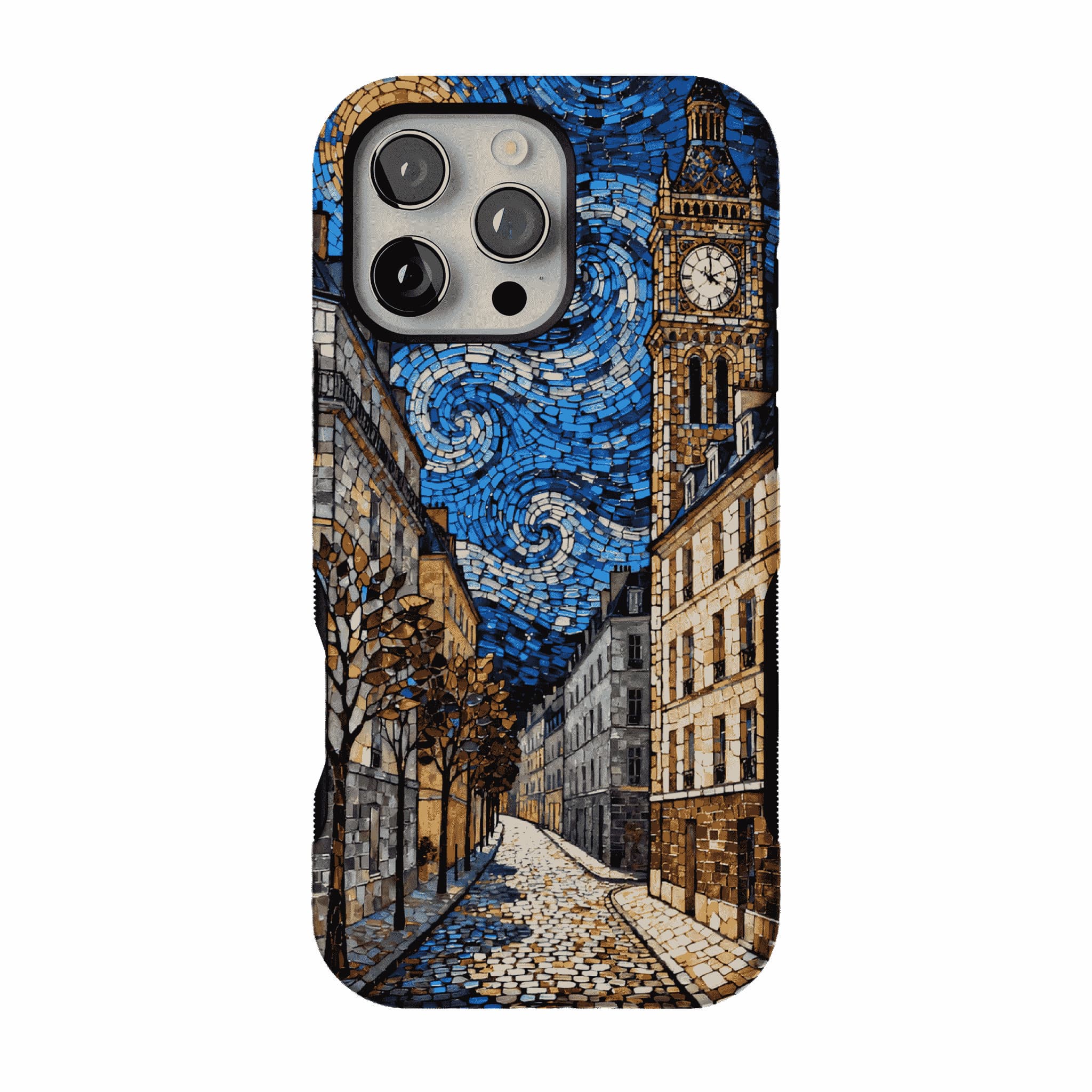 Vintage Paris Street Van Gogh Mosaic Phone Case, Shockproof iPhone Cover