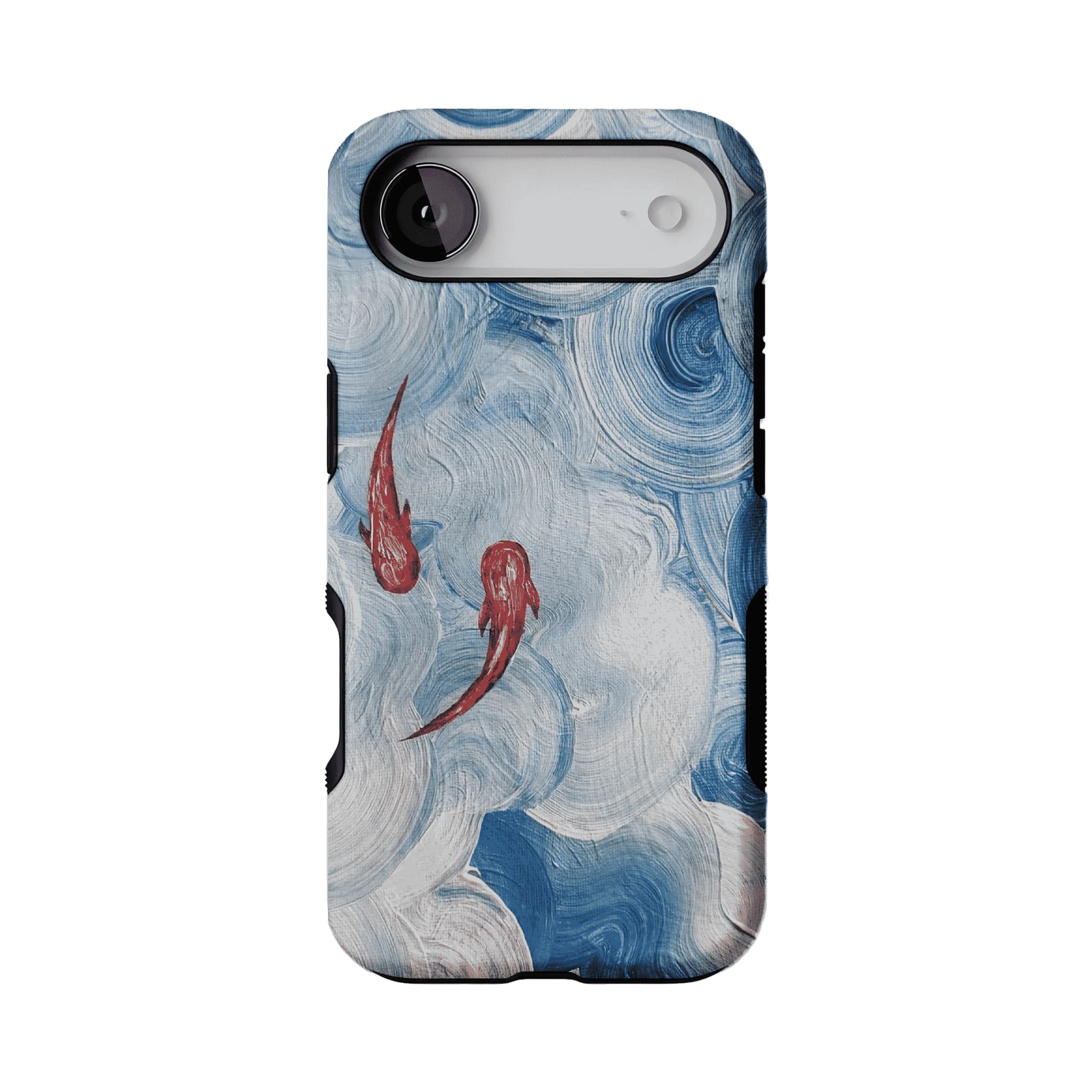 Vintage Lucky Koi Oil Painting Phone Case, Shockproof iPhone Cover