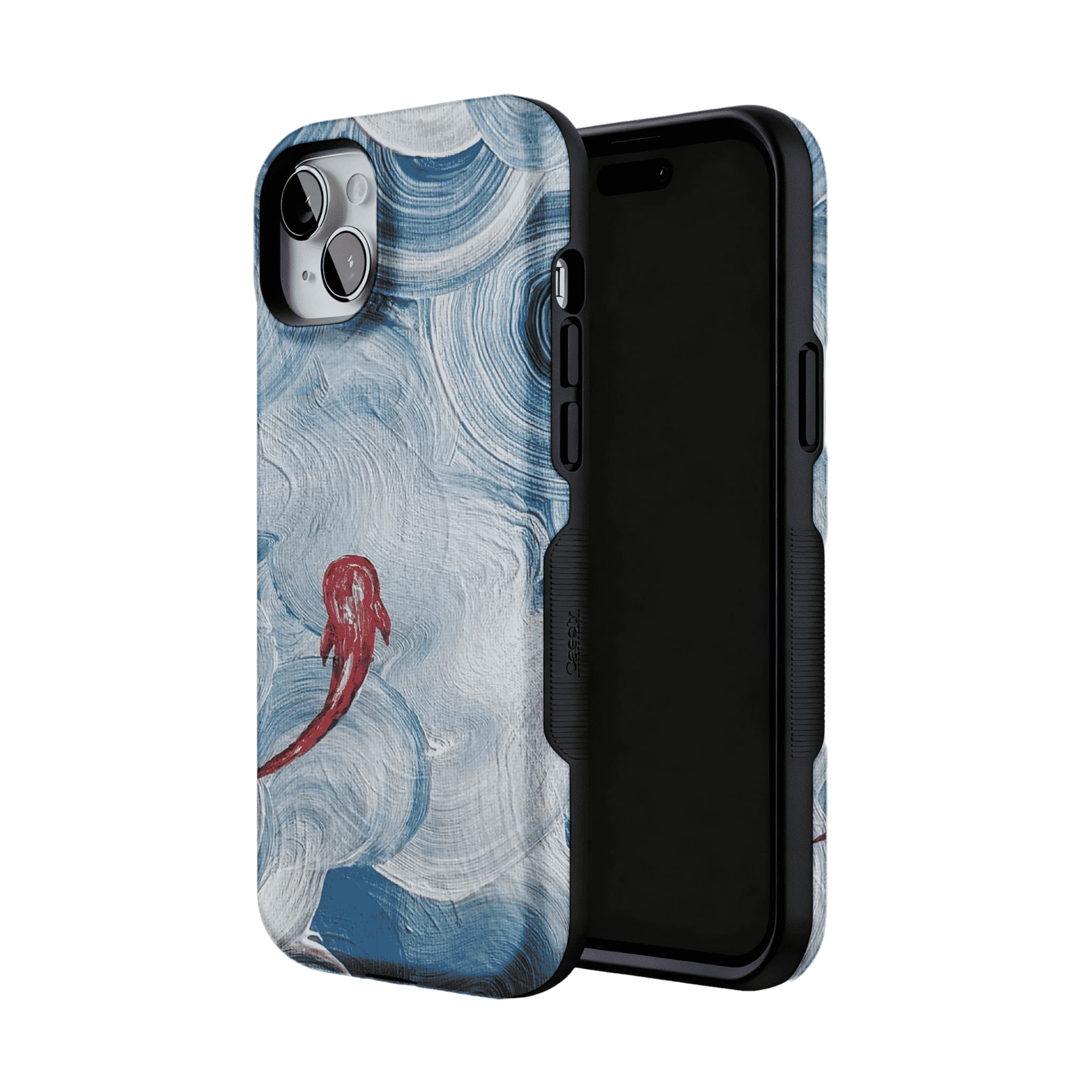 Vintage Lucky Koi Oil Painting Phone Case, Shockproof iPhone Cover