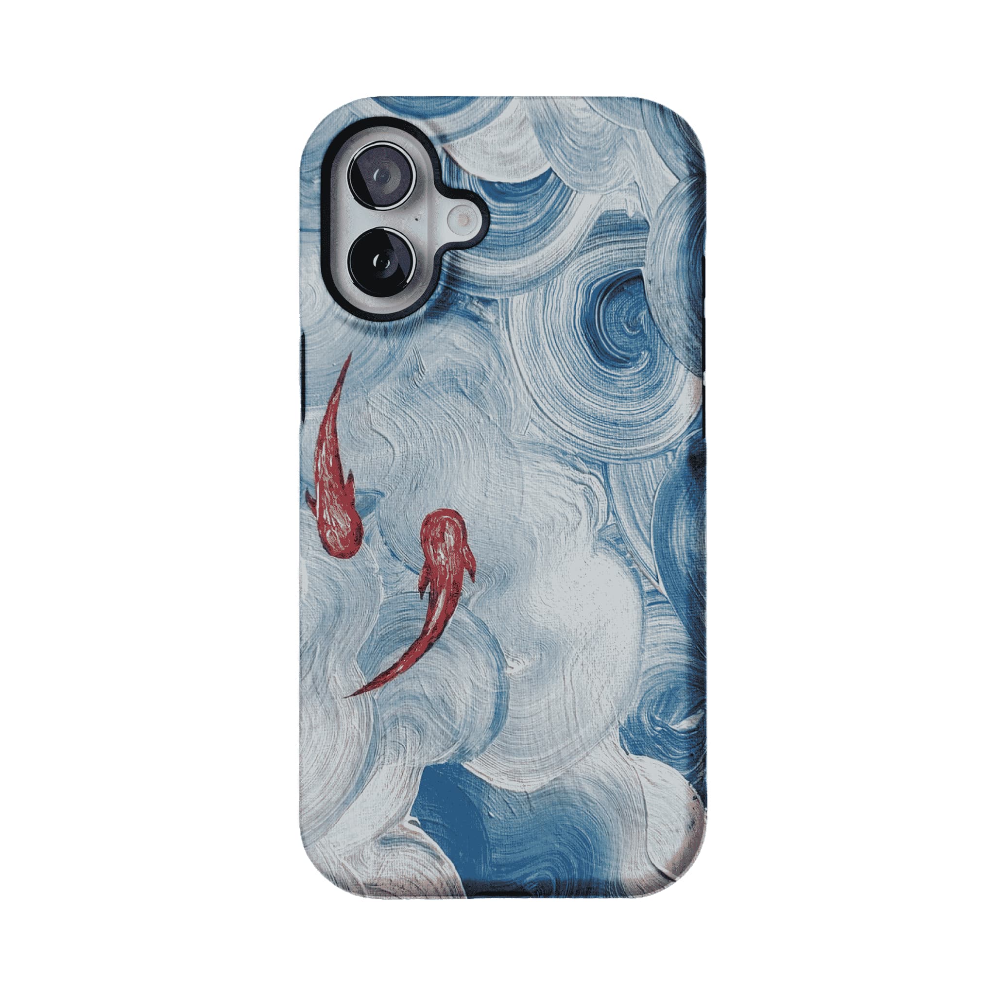 Vintage Lucky Koi Oil Painting Phone Case, Shockproof iPhone Cover