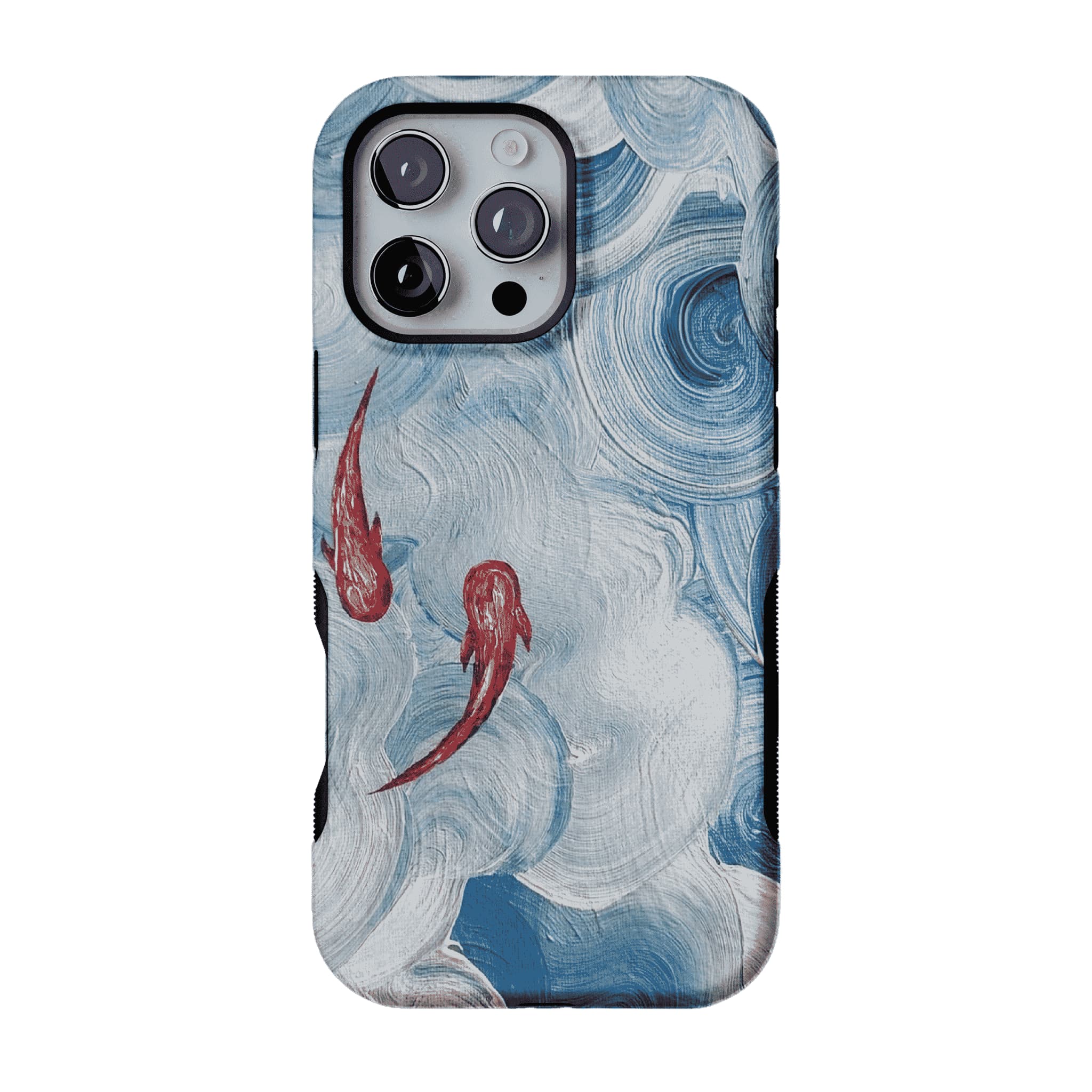 Vintage Lucky Koi Oil Painting Phone Case, Shockproof iPhone Cover