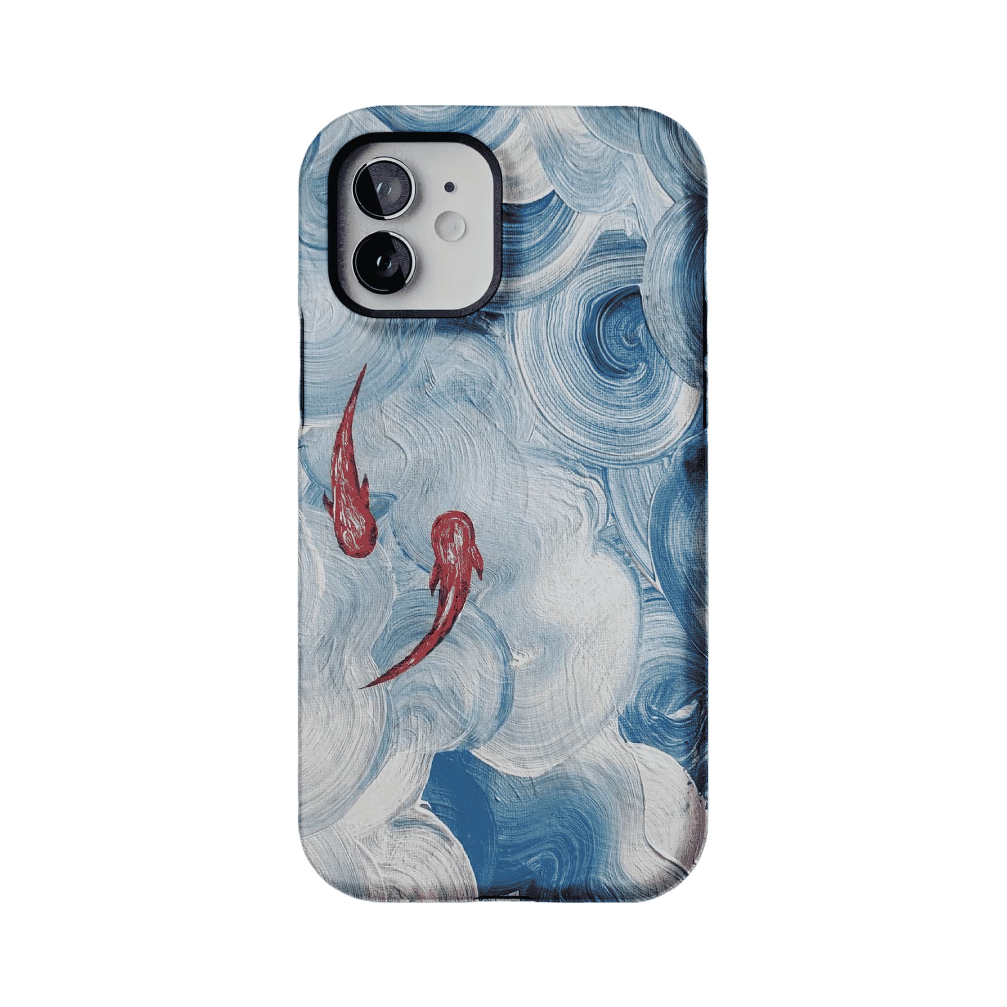 Vintage Lucky Koi Oil Painting Phone Case, Shockproof iPhone Cover