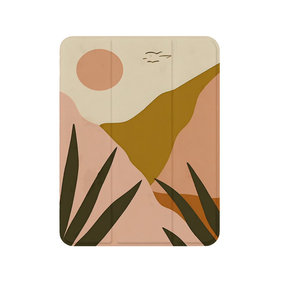 Minimal Abstract Mountain Sunset Flat Art Magnetic Tri-Fold iPad Case