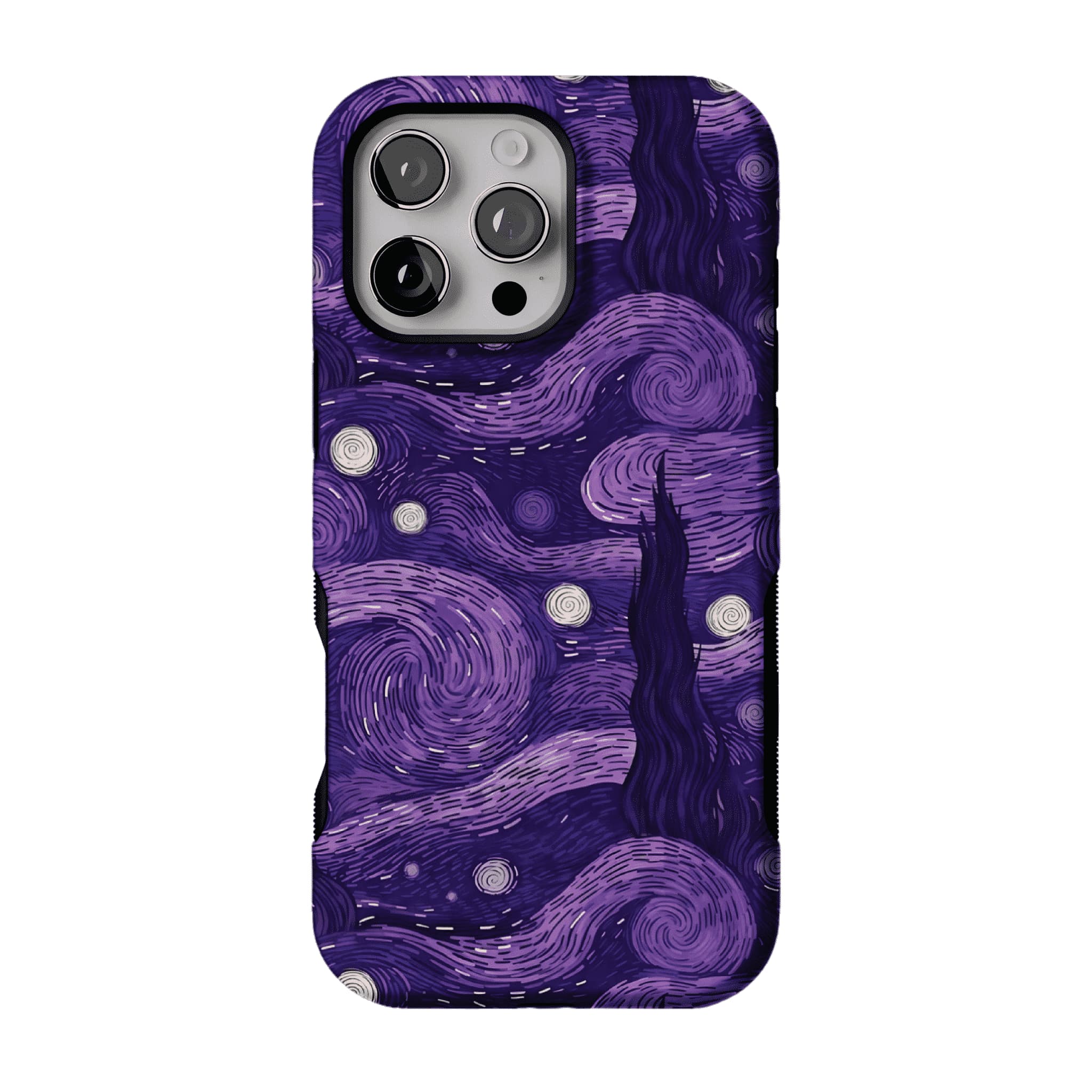 Vintage Purple Van Gogh Starry Night Phone Case, Shockproof Anti-slip iPhone Cover
