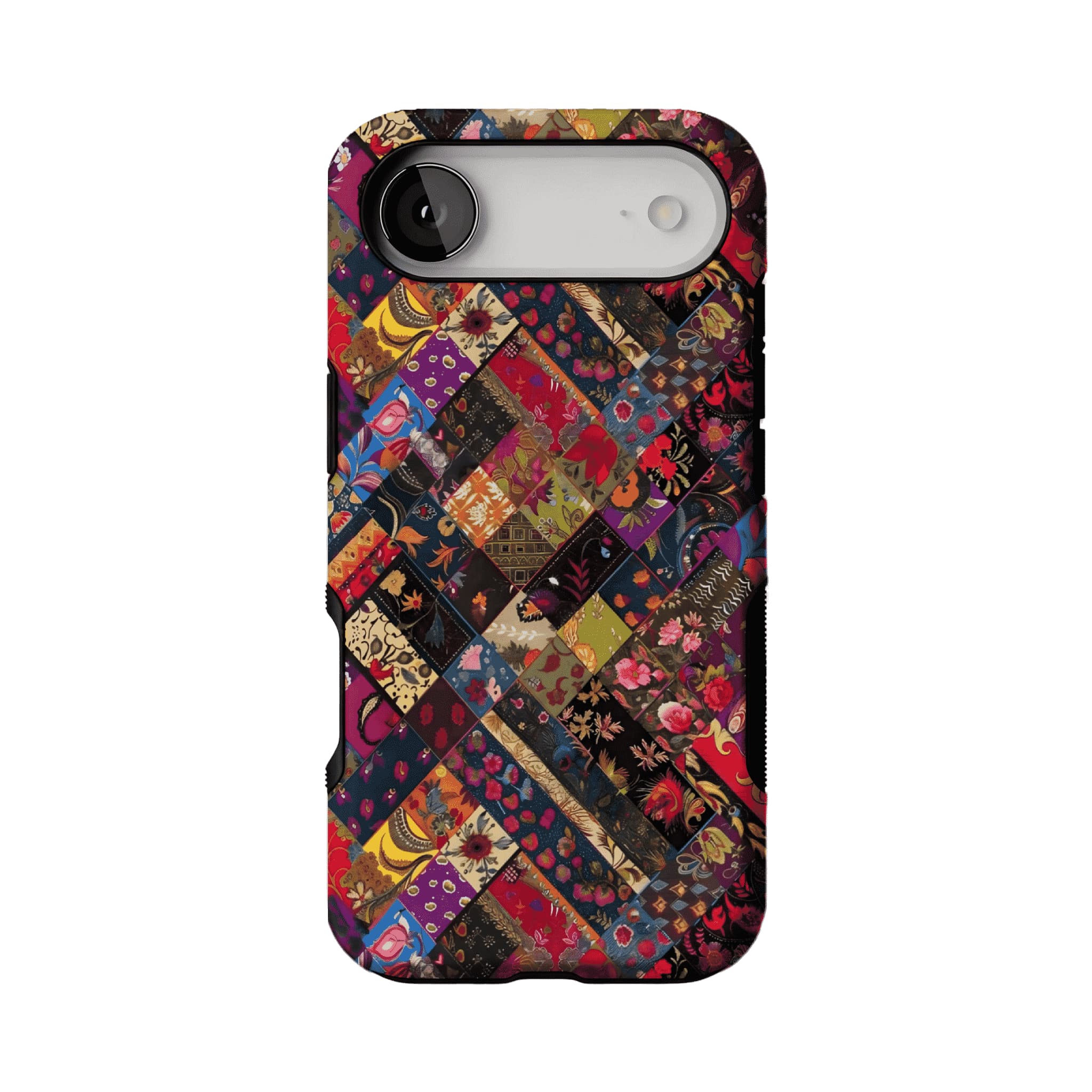 Boho Vintage Patchwork Floral Phone Case, Anti-slip Shockproof Ethnic iPhone Cover