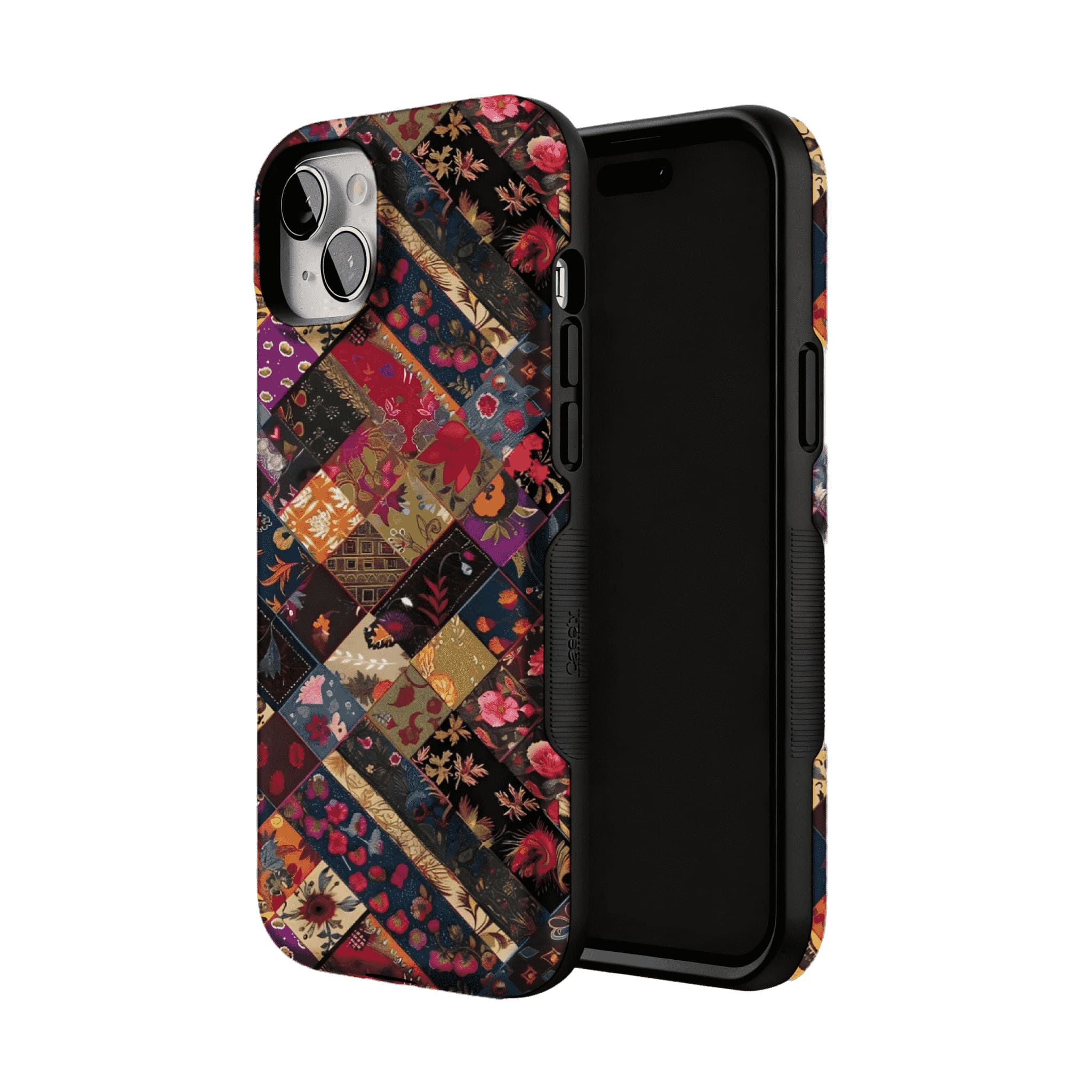 Boho Vintage Patchwork Floral Phone Case, Anti-slip Shockproof Ethnic iPhone Cover