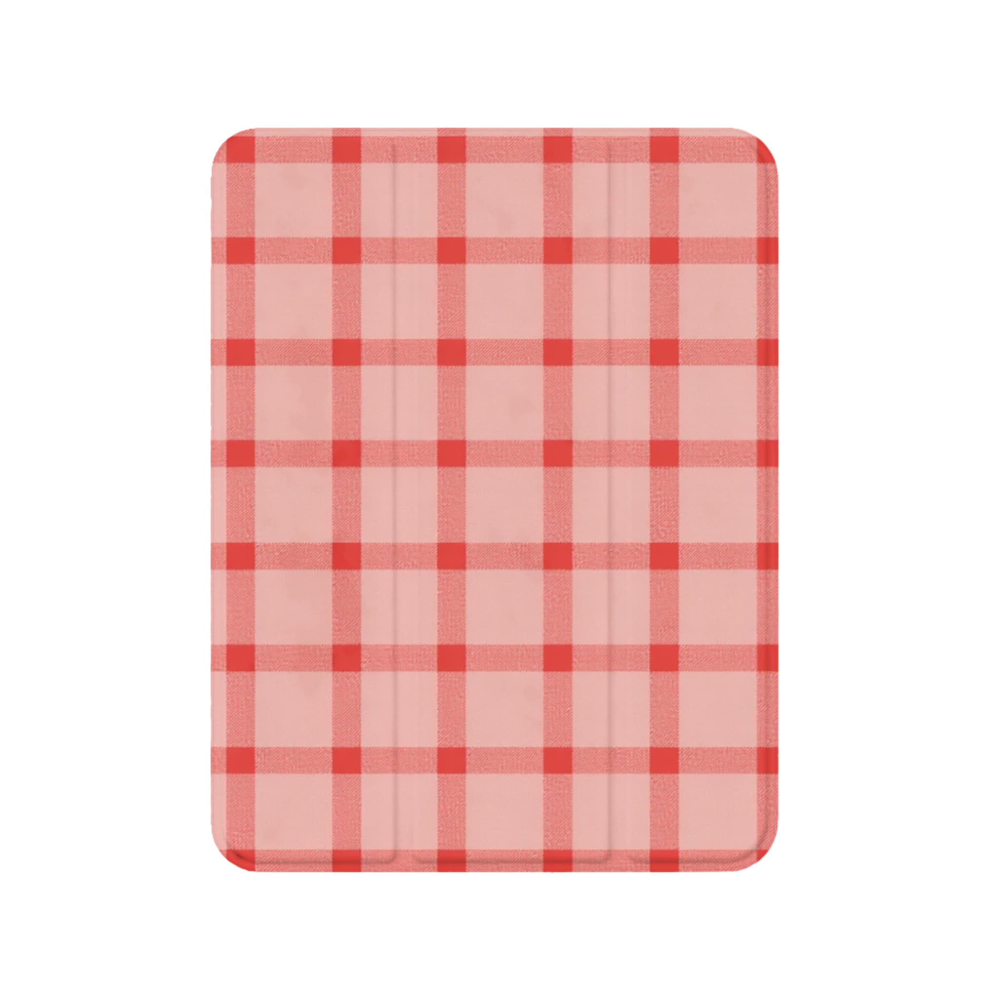 Classic Pink Red Check Linen Texture Shockproof Magnetic iPad Case