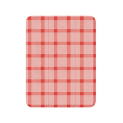 Classic Pink Red Check Linen Texture Shockproof Magnetic iPad Case