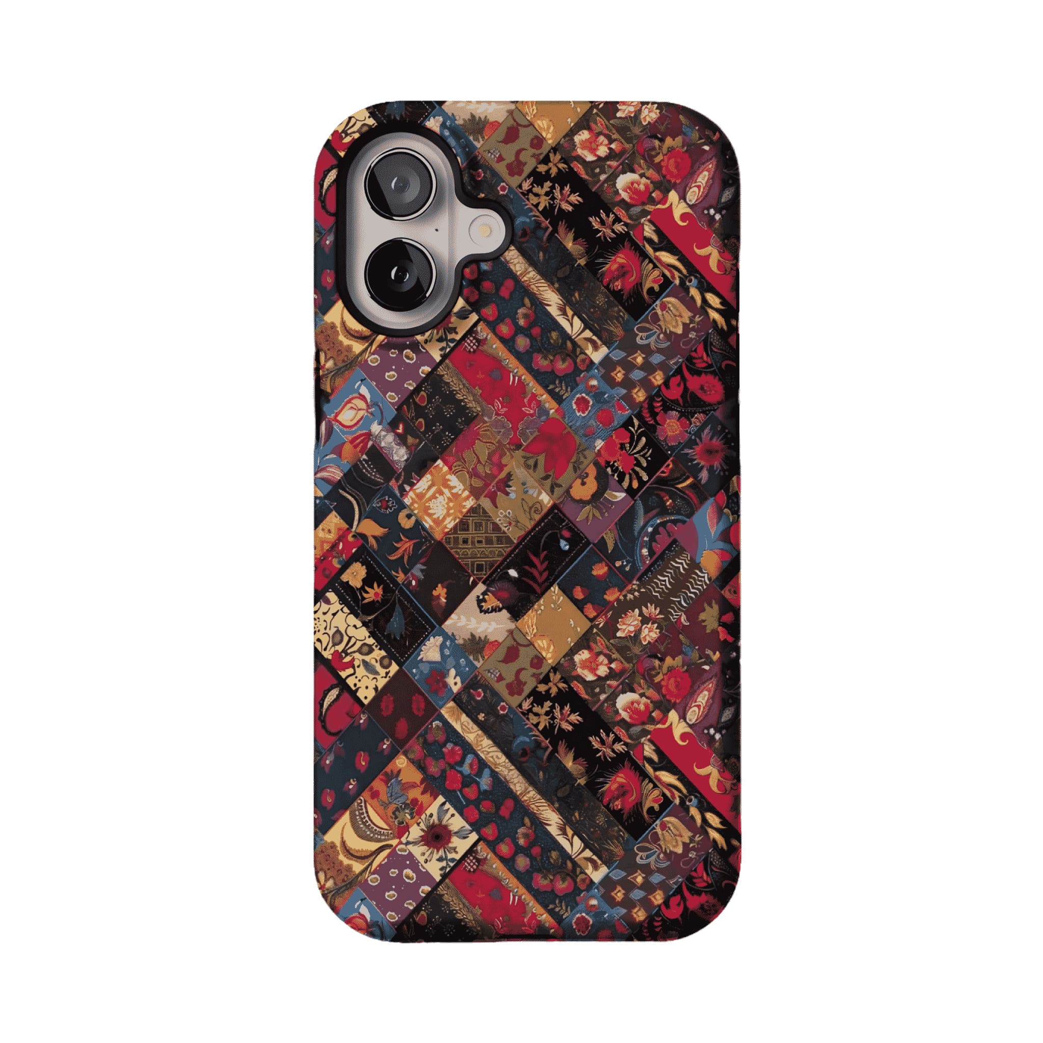 Boho Vintage Patchwork Floral Phone Case, Anti-slip Shockproof Ethnic iPhone Cover