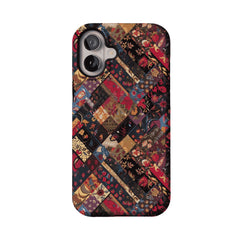 Boho Vintage Patchwork Floral Phone Case, Anti-slip Shockproof Ethnic iPhone Cover