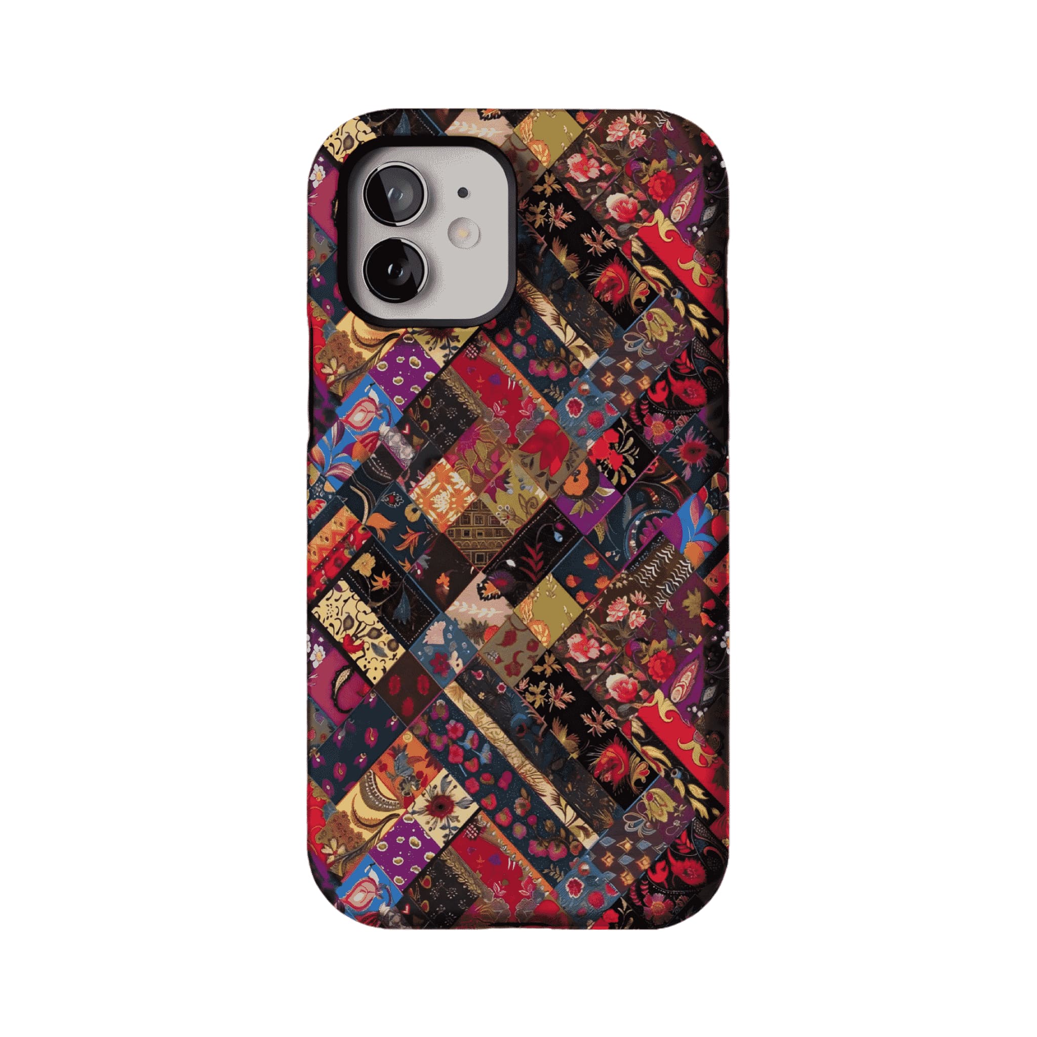 Boho Vintage Patchwork Floral Phone Case, Anti-slip Shockproof Ethnic iPhone Cover