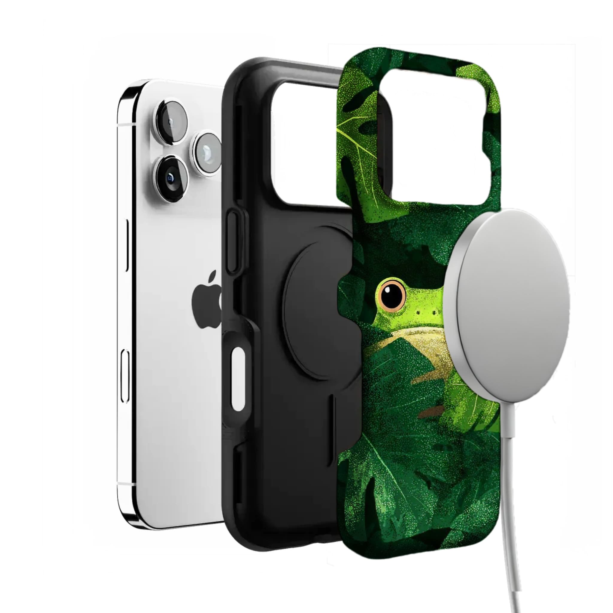 Cute Frog Monstera Tropical Phone Case | Aesthetic Jungle Shockproof Cover