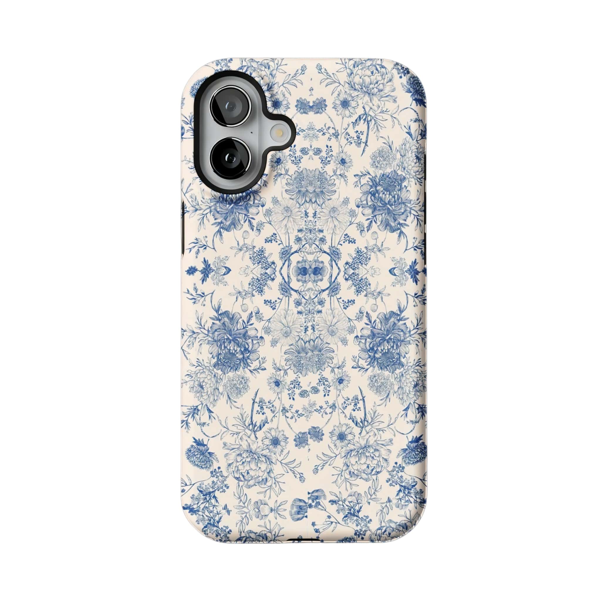 Quiet Luxury Blue Floral Phone Case, Vintage Art Cover for iPhone