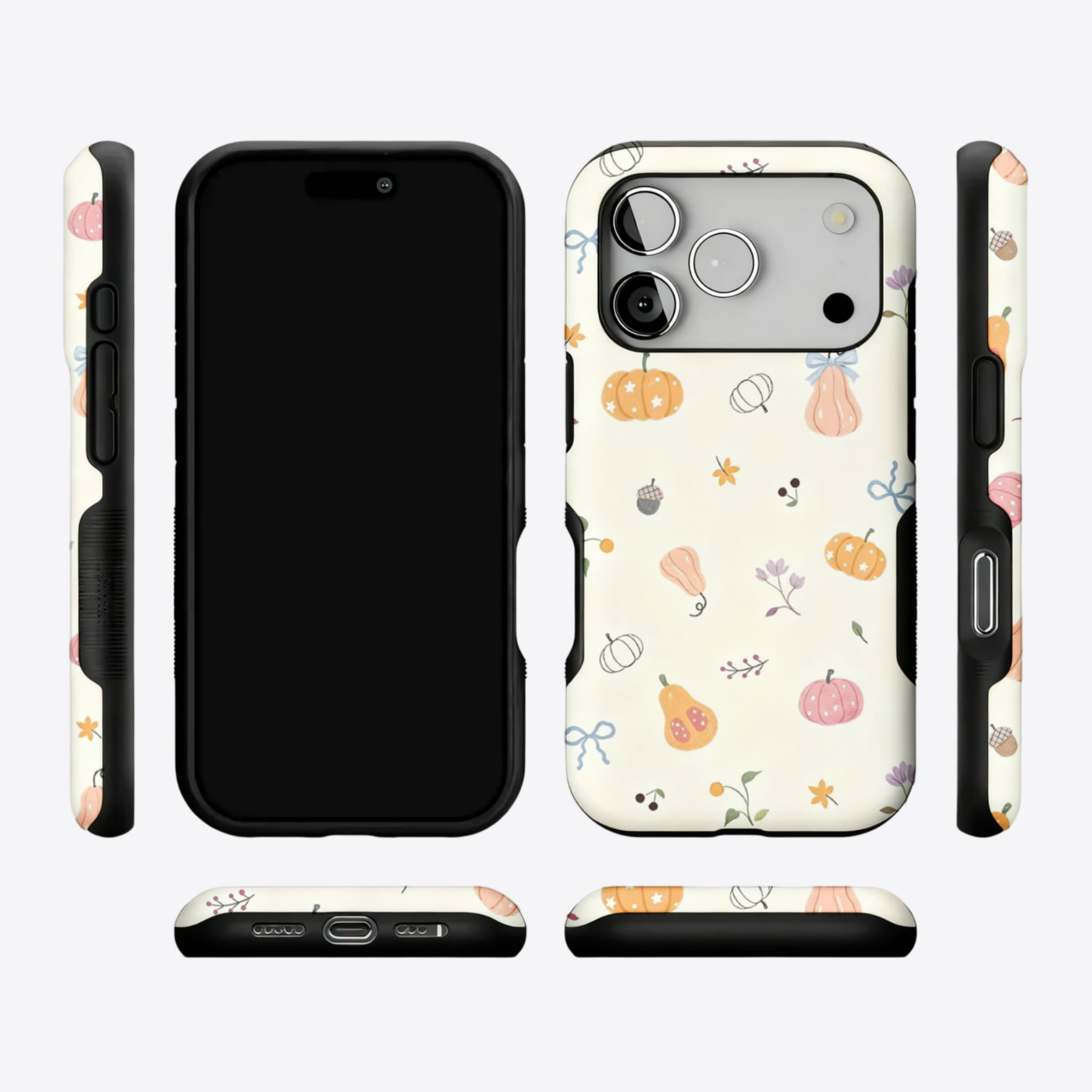 Cute Pink Orange Pumpkin Leaf Anti-Scratch Shockproof iPhone Case