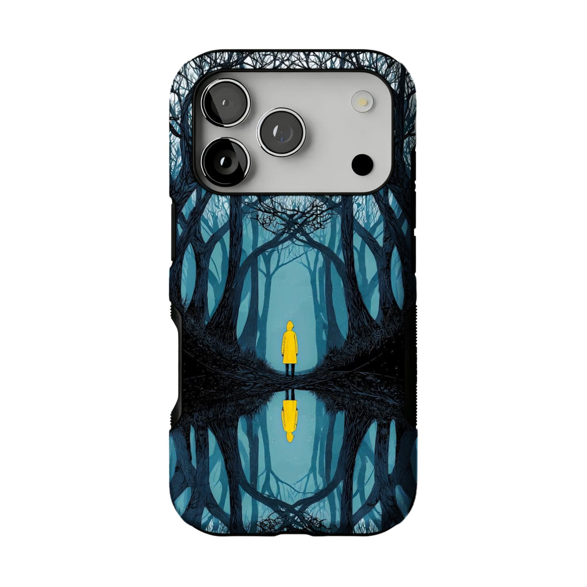 Dark Fairy Tale Forest Phone Case | Symmetric Yellow Raincoat Kid Shockproof Cover
