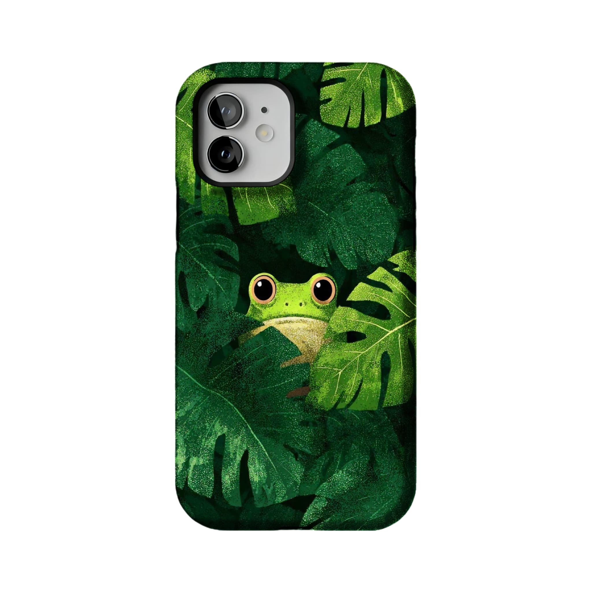 Cute Frog Monstera Tropical Phone Case | Aesthetic Jungle Shockproof Cover