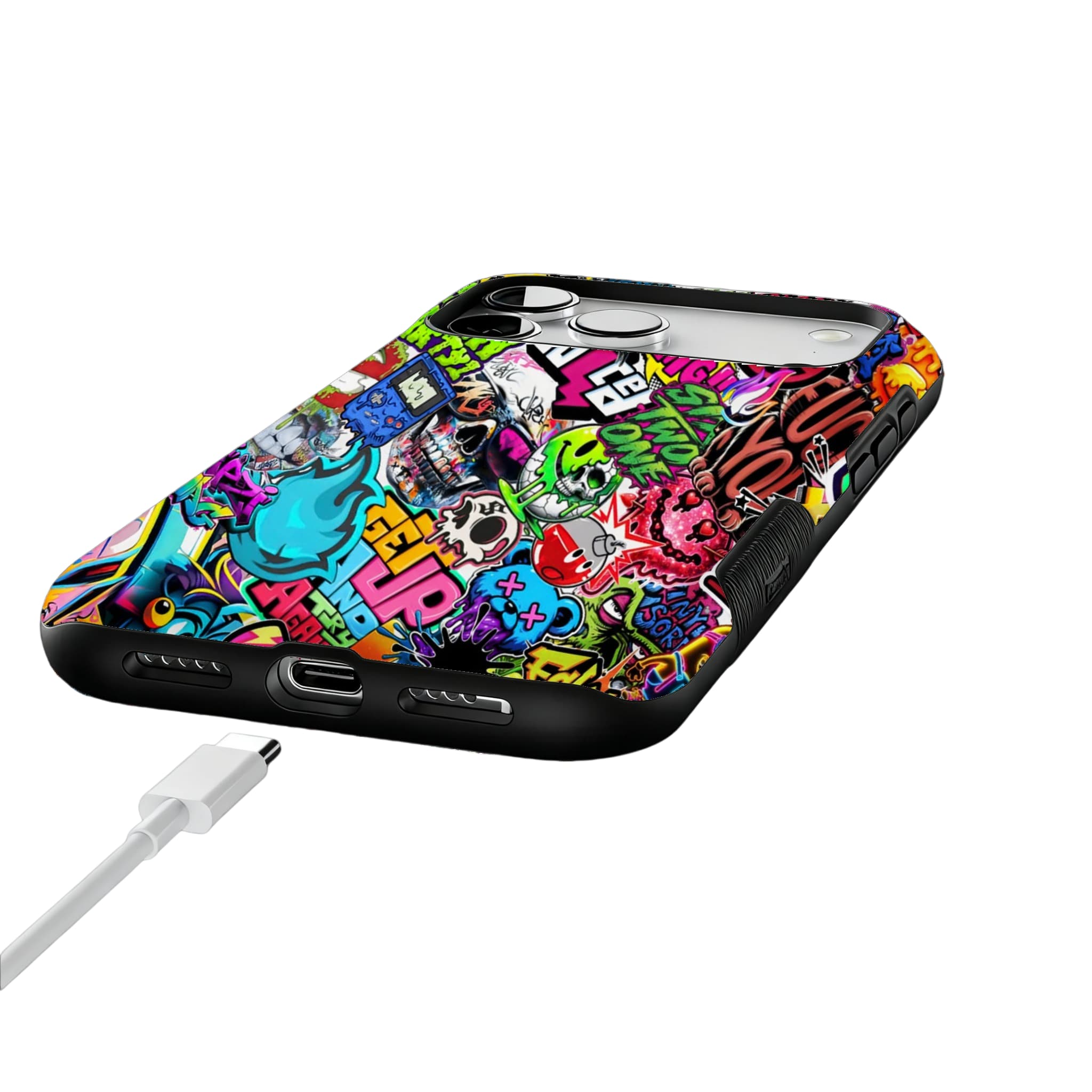 Sticker Bomb Graffiti Phone Case, Streetwear Cover for iPhone