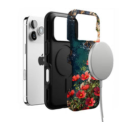 Nature Wild Red Flower Cliff Creek Oil Shockproof Anti-slip iPhone Case