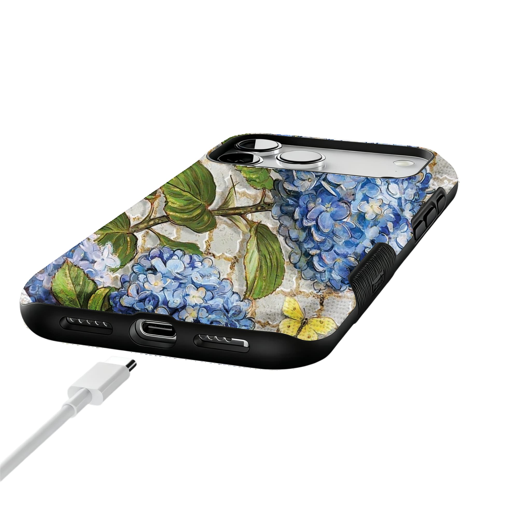 French Hydrangea Phone Case, Vintage Floral Cover for iPhone