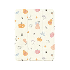 Cute Pink Orange Pumpkin Leaf Shockproof Magnetic Tri-Fold iPad Case