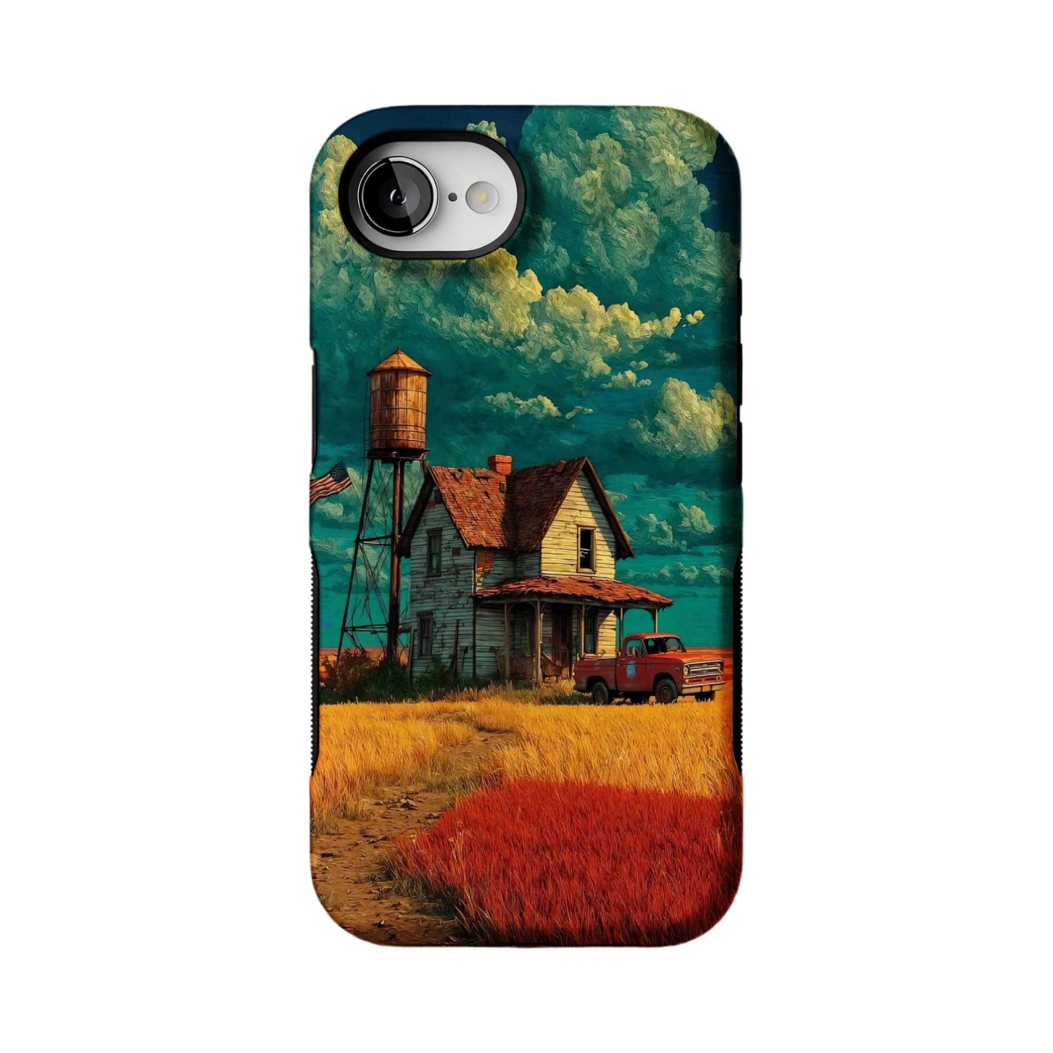 Van Gogh Brushstroke Teal Sky Vintage Country Cottage Art iPhone Cover