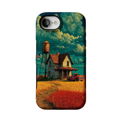 Van Gogh Brushstroke Teal Sky Vintage Country Cottage Art iPhone Cover