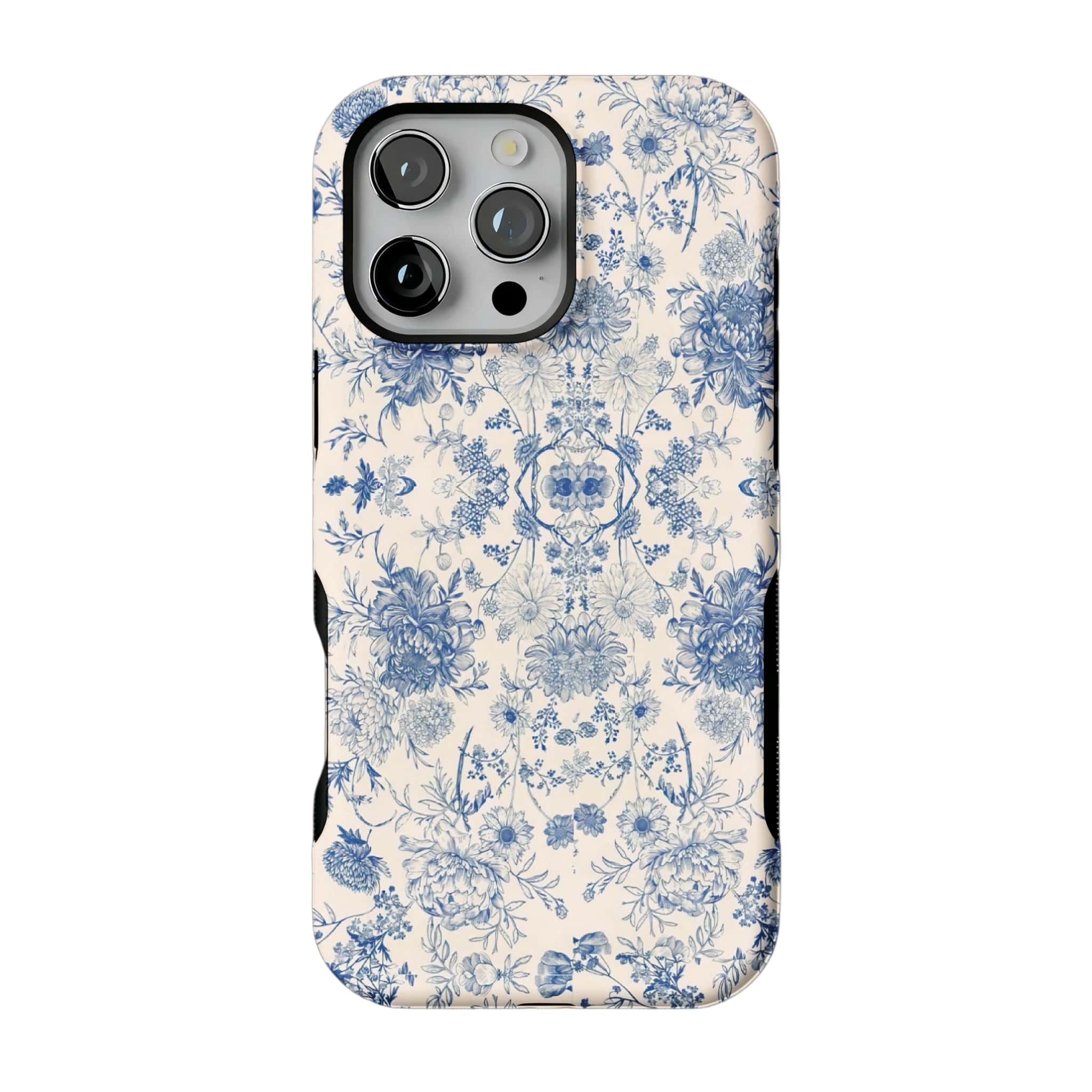 Quiet Luxury Blue Floral Phone Case, Vintage Art Cover for iPhone