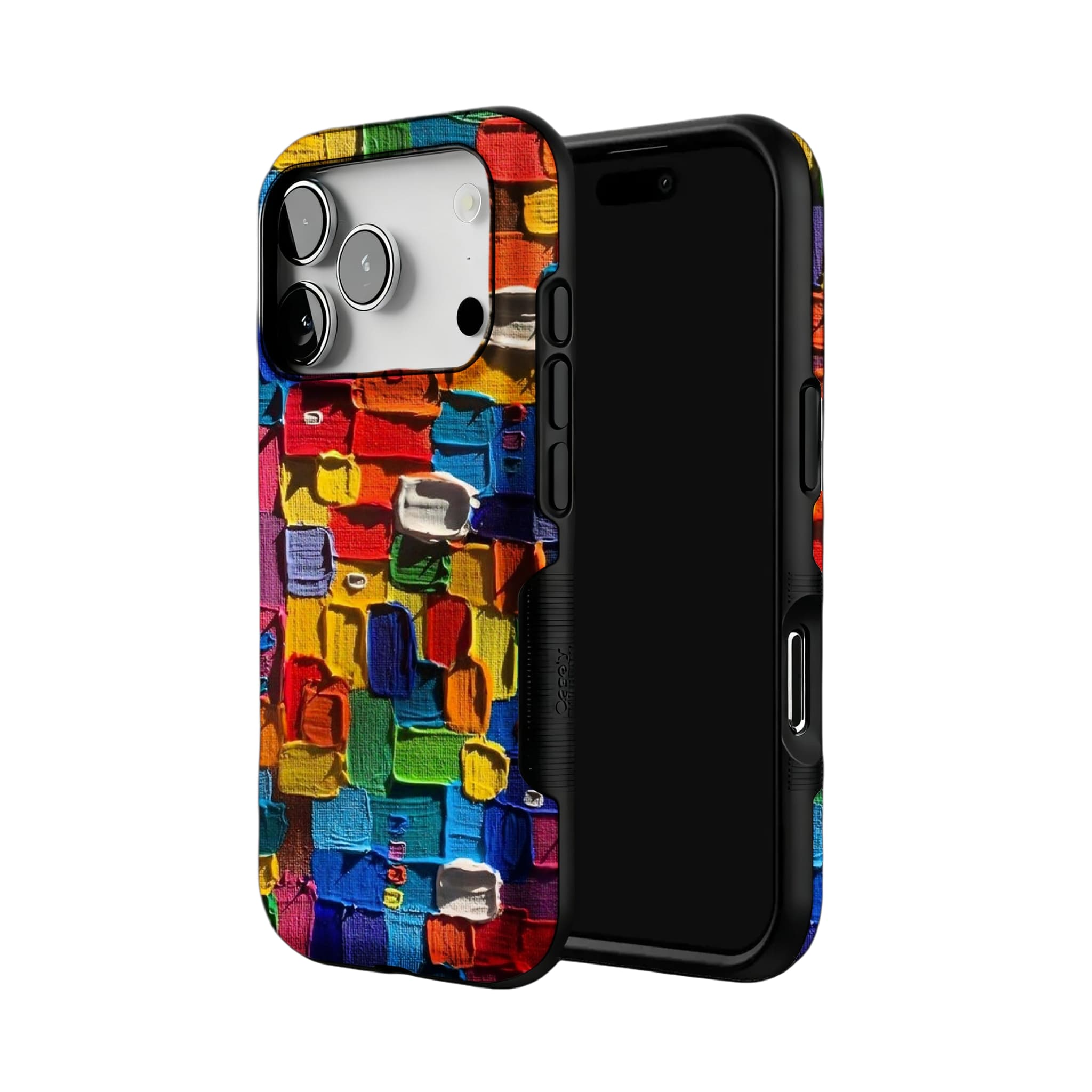 Impasto Oil Painting Phone Case | Abstract Colorful Blocks Art Cover for iPhone