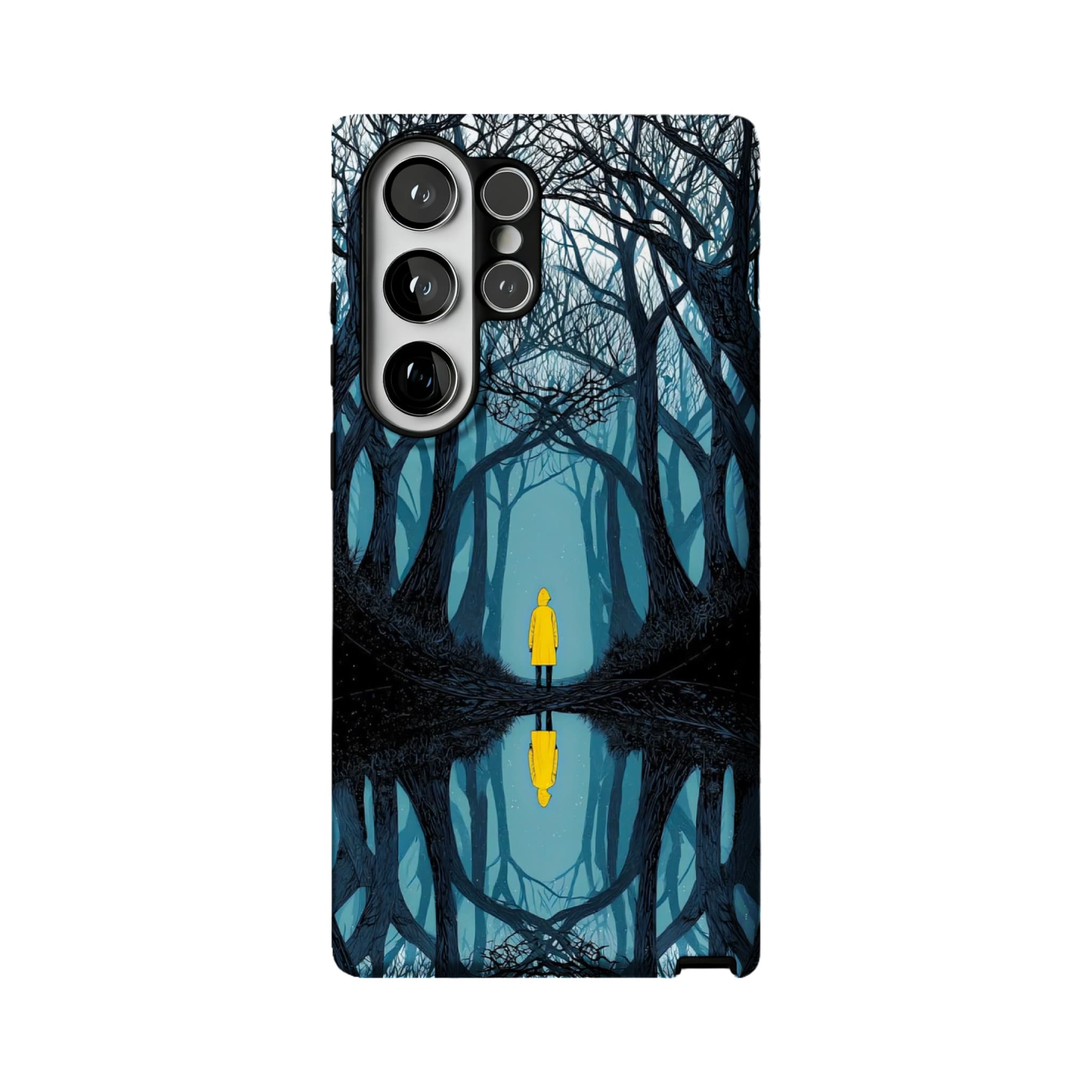 Dark Fairy Tale Forest Phone Case | Symmetric Yellow Raincoat Kid Shockproof Cover
