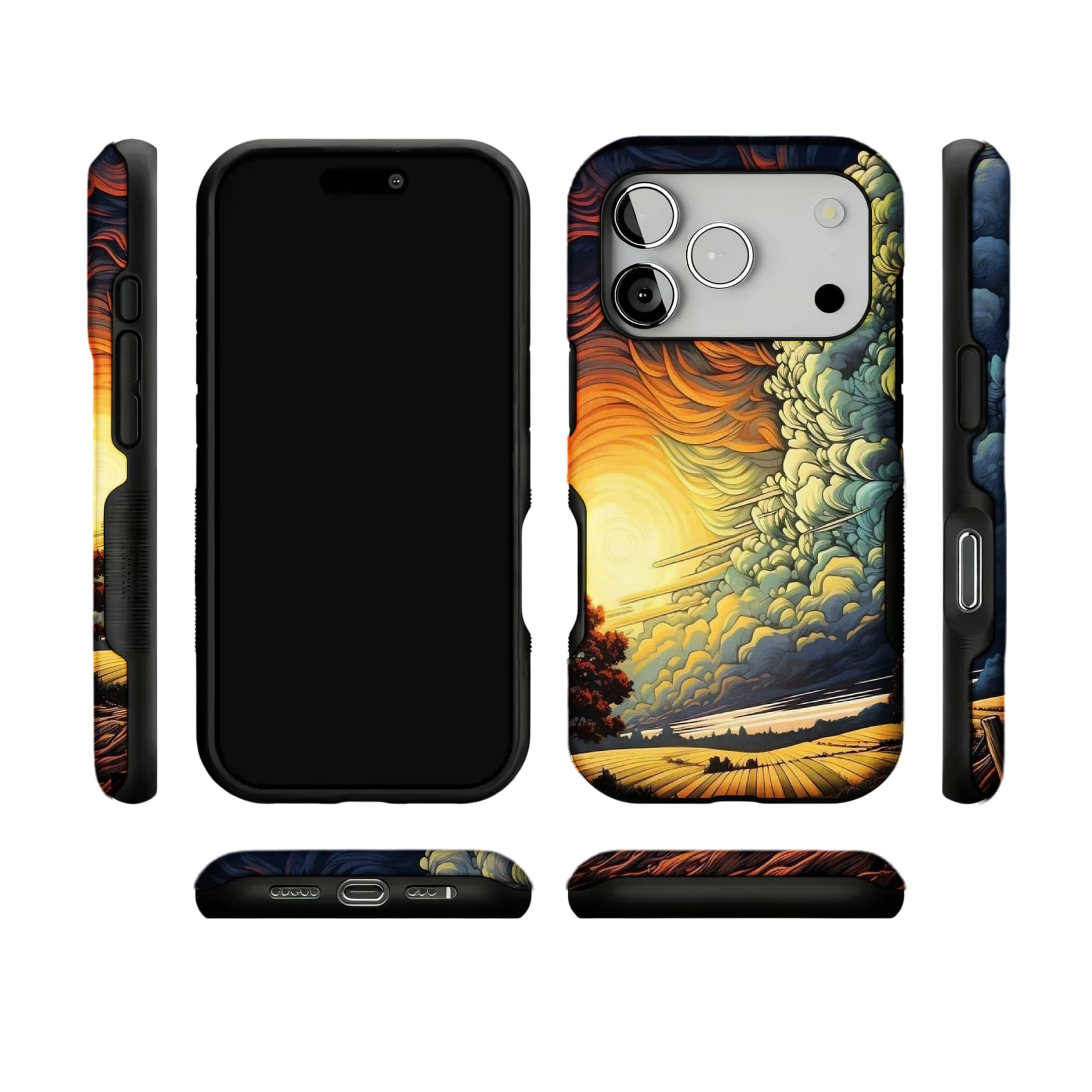 Van Gogh Style Sunset Phone Case | Artistic Oil Painting Shockproof Case for iPhone