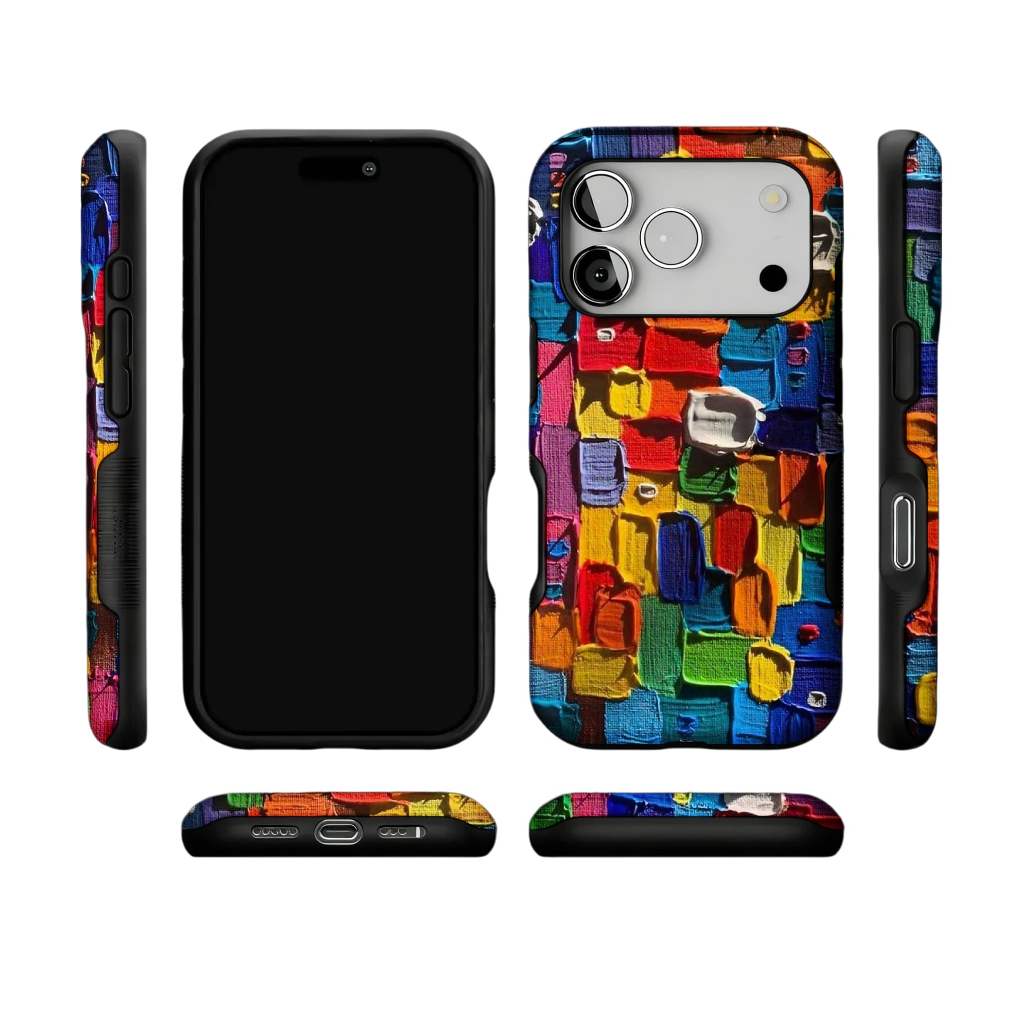 Impasto Oil Painting Phone Case | Abstract Colorful Blocks Art Cover for iPhone