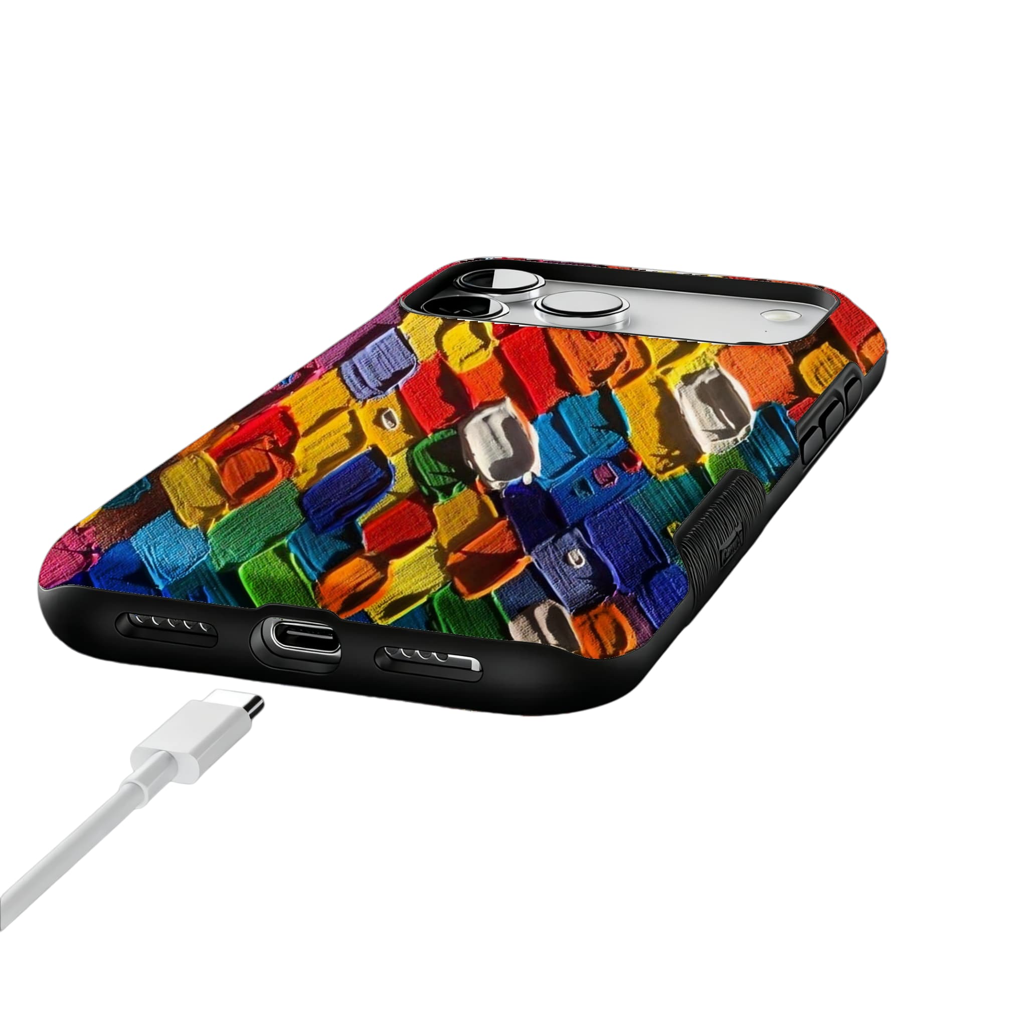 Impasto Oil Painting Phone Case | Abstract Colorful Blocks Art Cover for iPhone