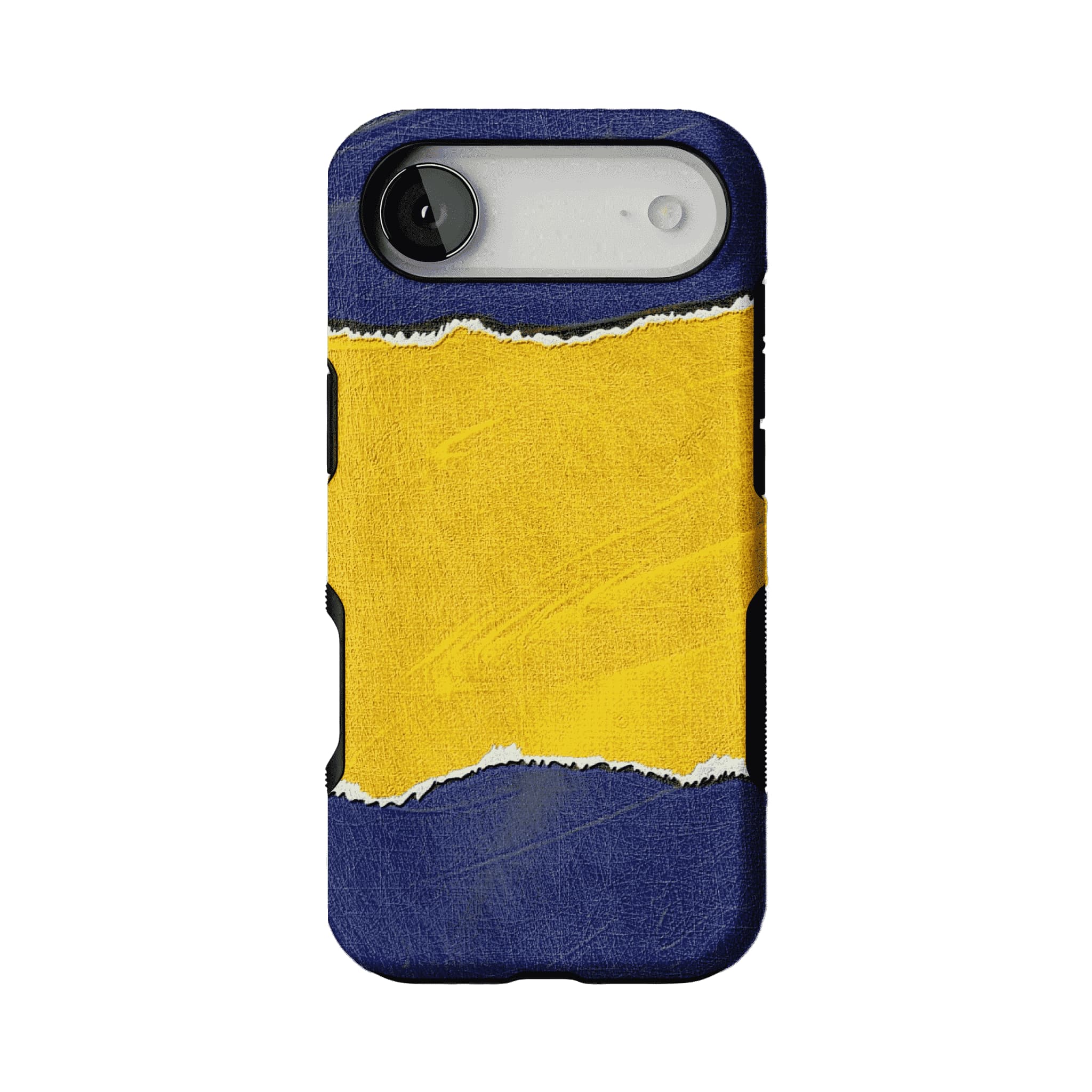 Blue Yellow Torn Paper Texture Phone Case, Shockproof Anti-slip iPhone Cover