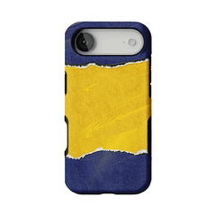 Blue Yellow Torn Paper Texture Phone Case, Shockproof Anti-slip iPhone Cover