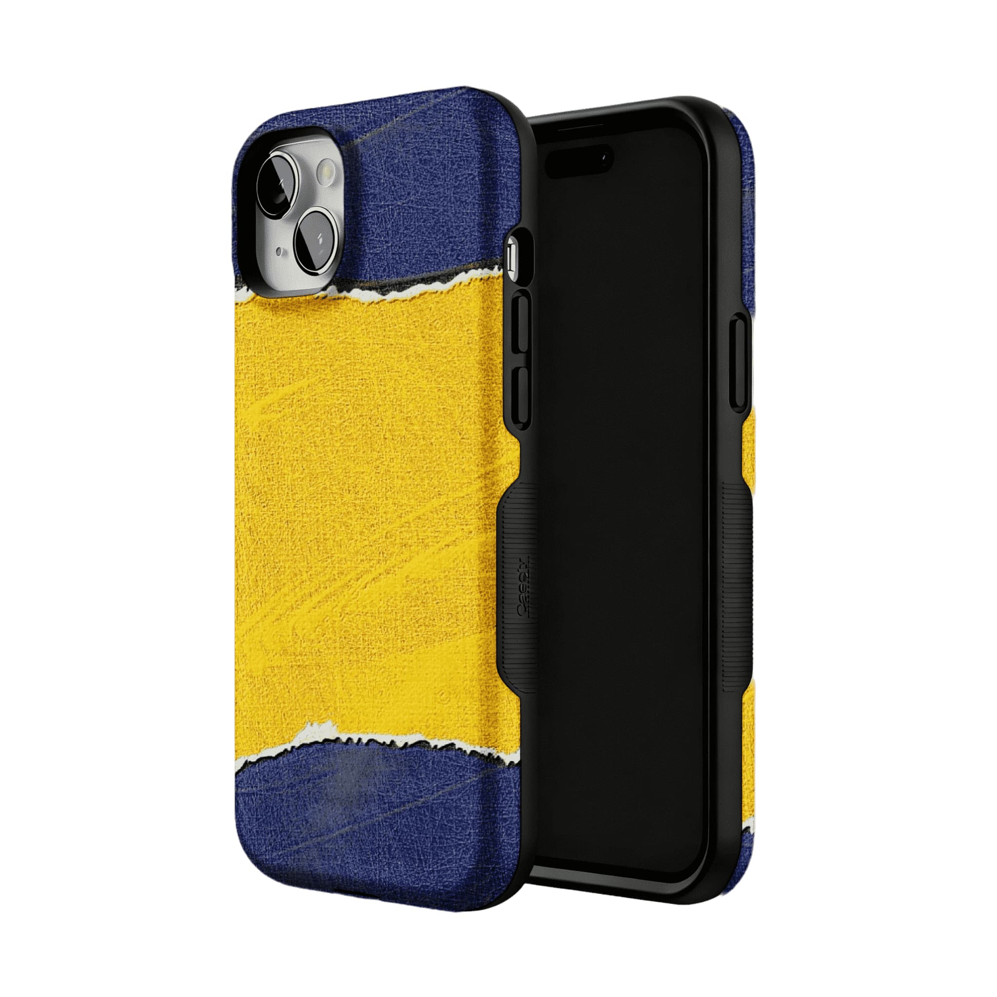 Blue Yellow Torn Paper Texture Phone Case, Shockproof Anti-slip iPhone Cover