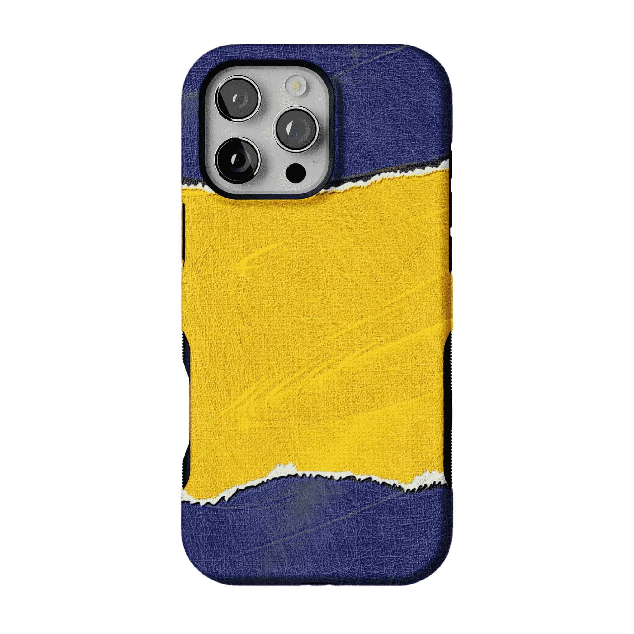 Blue Yellow Torn Paper Texture Phone Case, Shockproof Anti-slip iPhone Cover