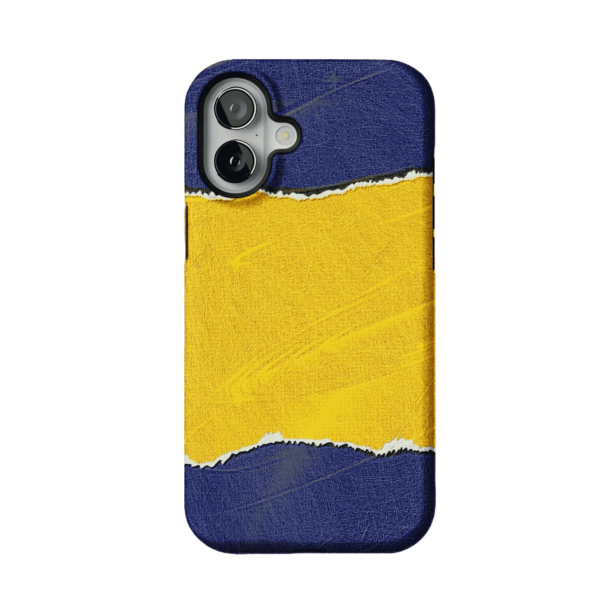 Blue Yellow Torn Paper Texture Phone Case, Shockproof Anti-slip iPhone Cover