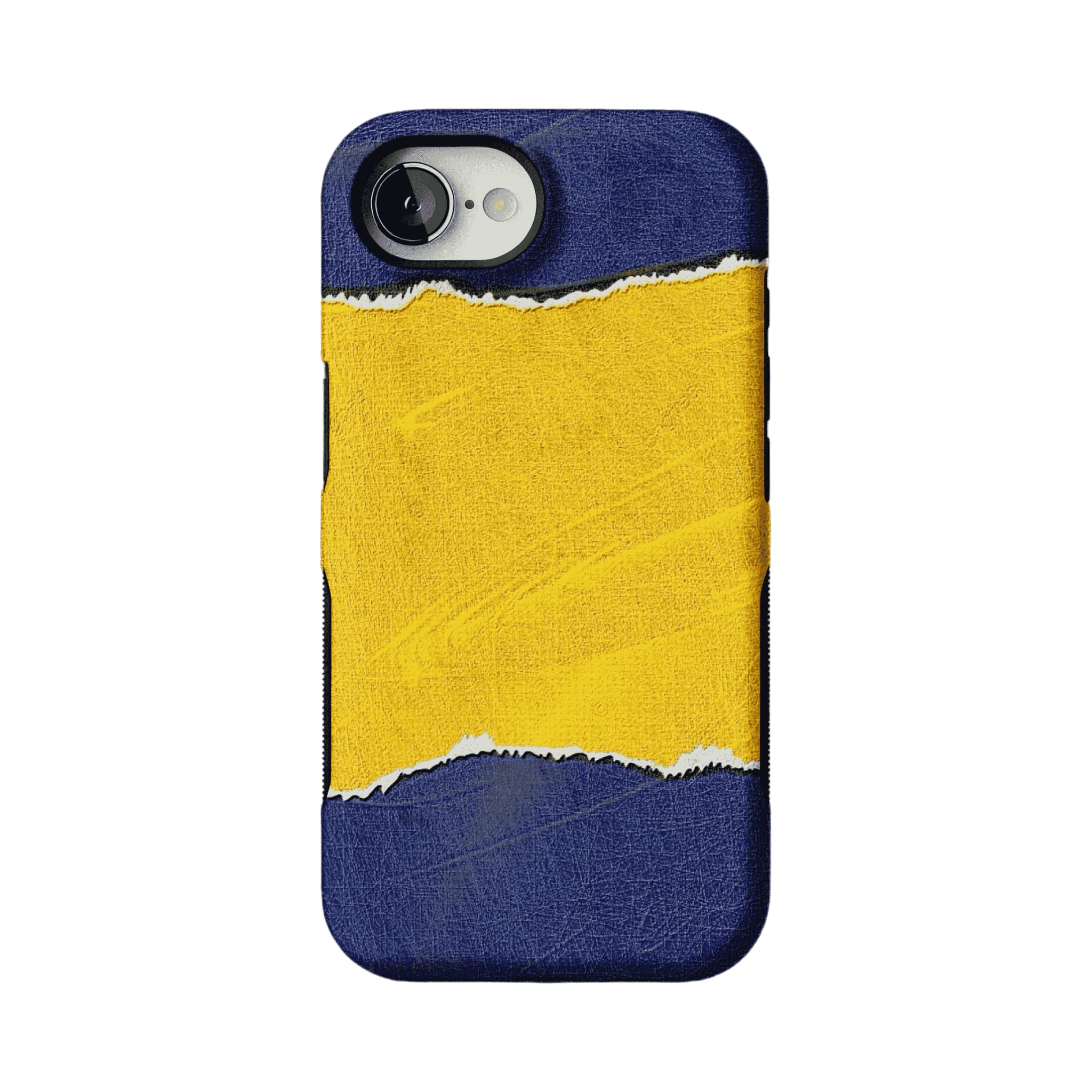 Blue Yellow Torn Paper Texture Phone Case, Shockproof Anti-slip iPhone Cover