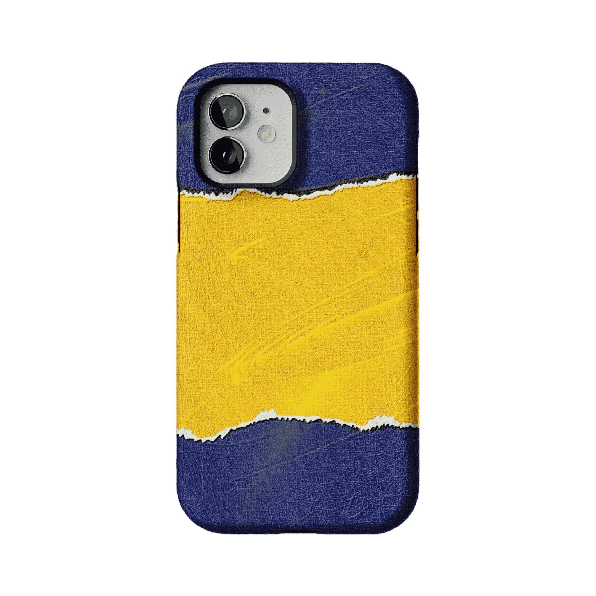 Blue Yellow Torn Paper Texture Phone Case, Shockproof Anti-slip iPhone Cover
