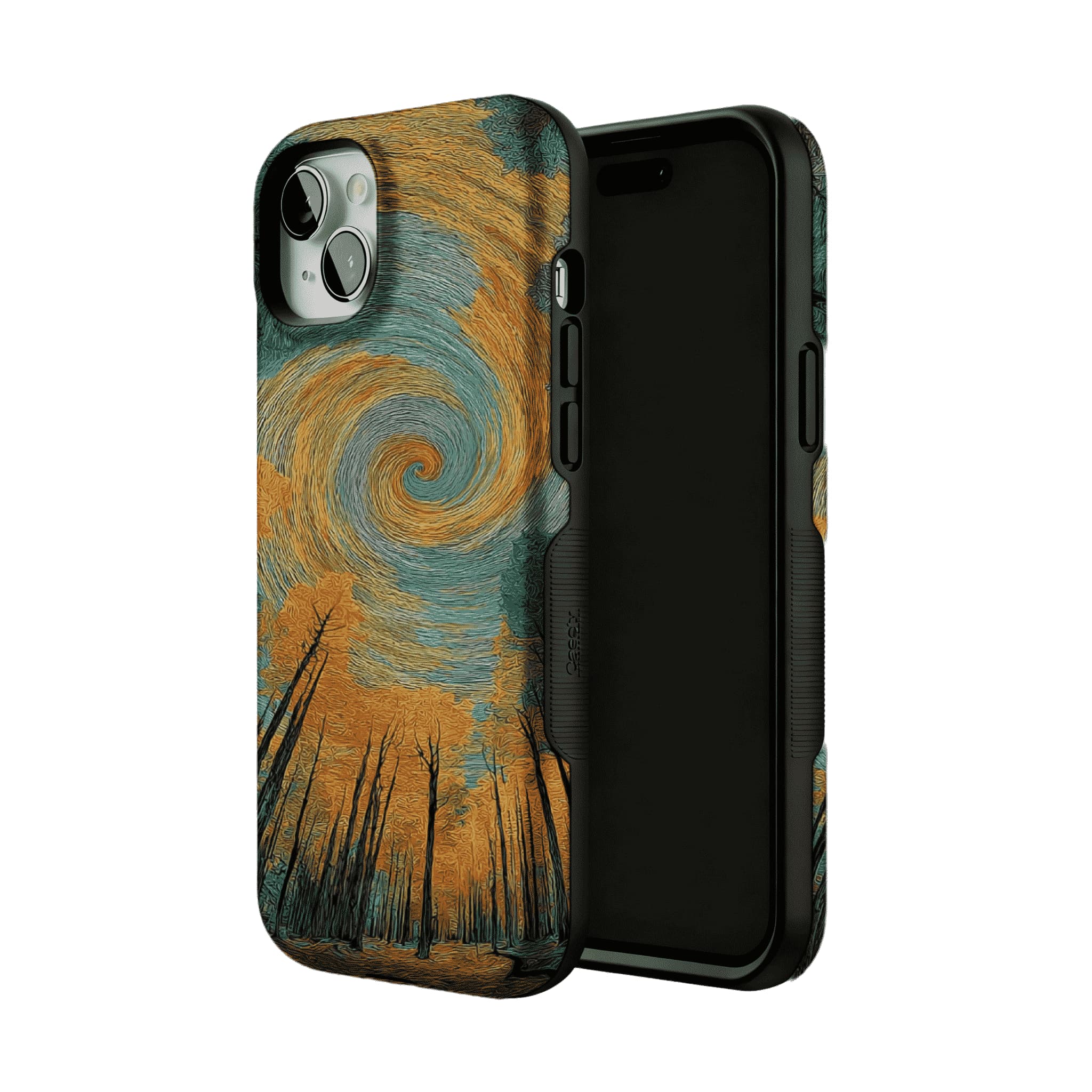 Swirl Cloud Autumn Pine Forest Impasto Art Shockproof iPhone Case