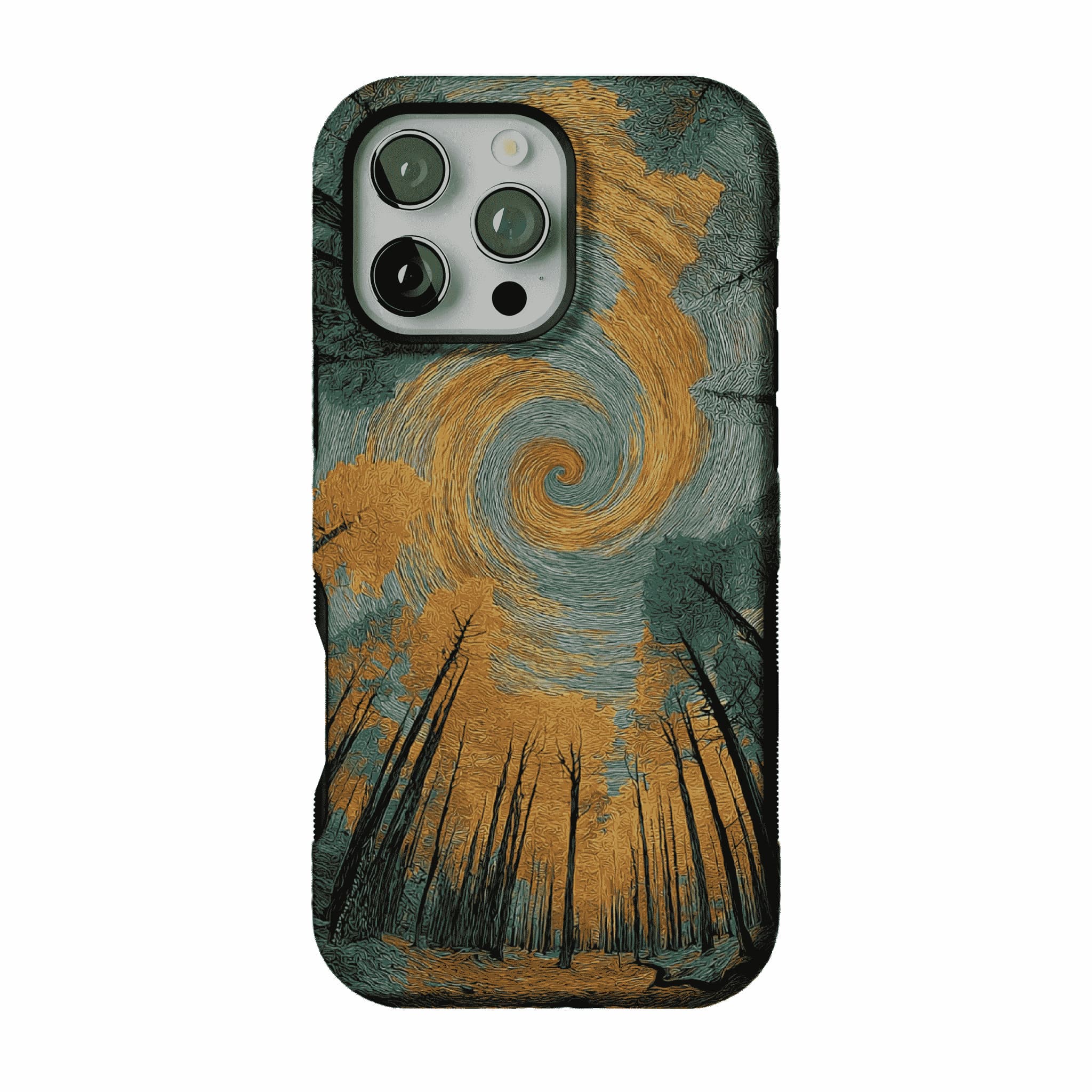 Swirl Cloud Autumn Pine Forest Impasto Art Shockproof iPhone Case
