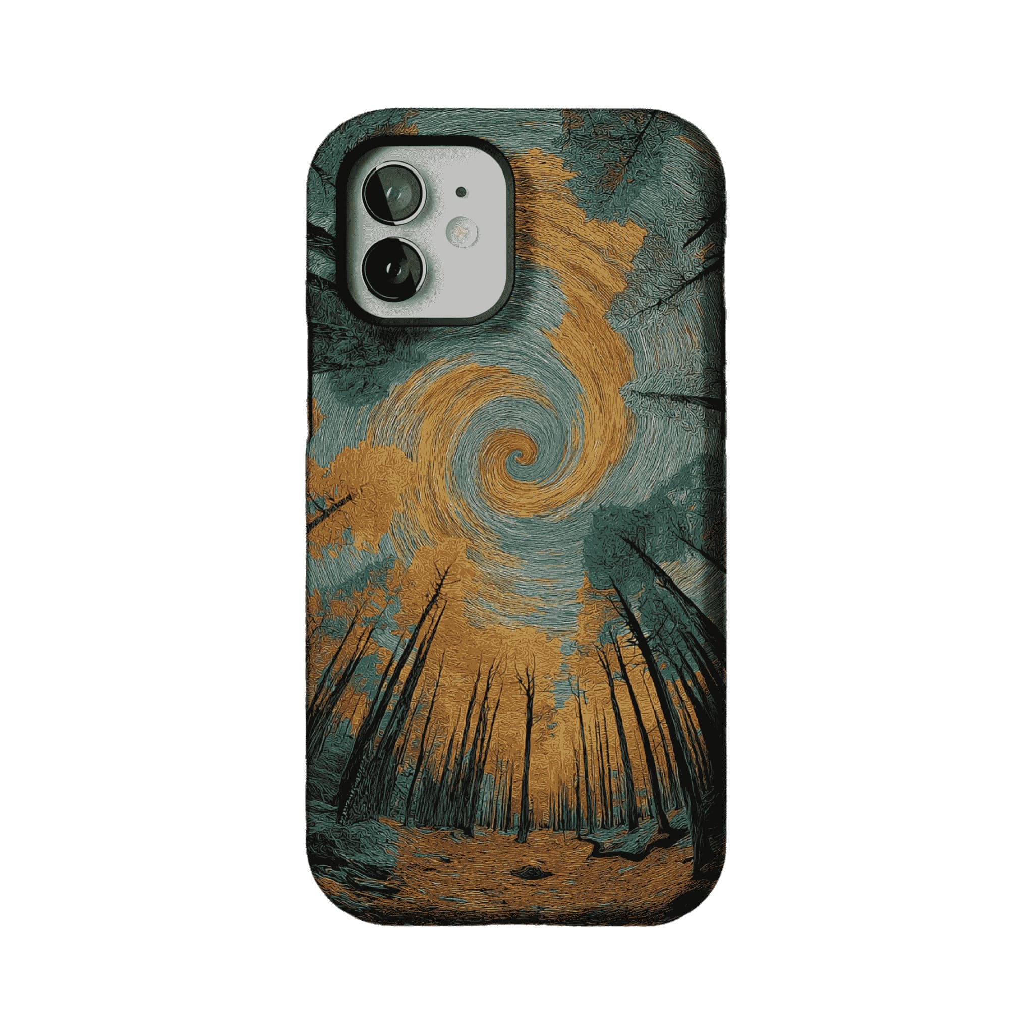 Swirl Cloud Autumn Pine Forest Impasto Art Shockproof iPhone Case