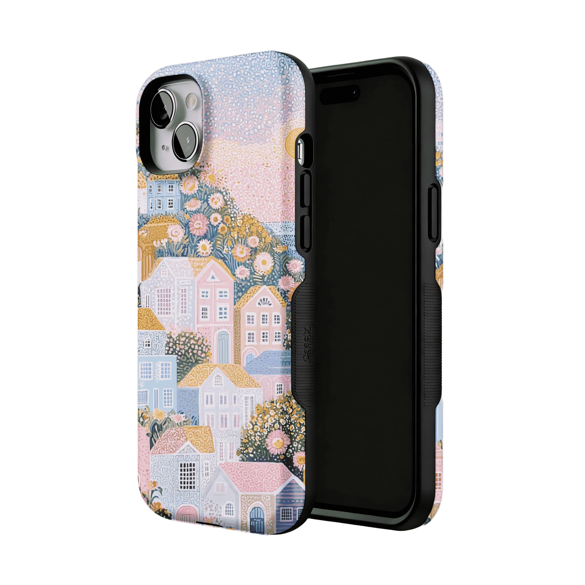 Cute Floral Hillside Cottage Shockproof Anti-slip Pastel iPhone Case